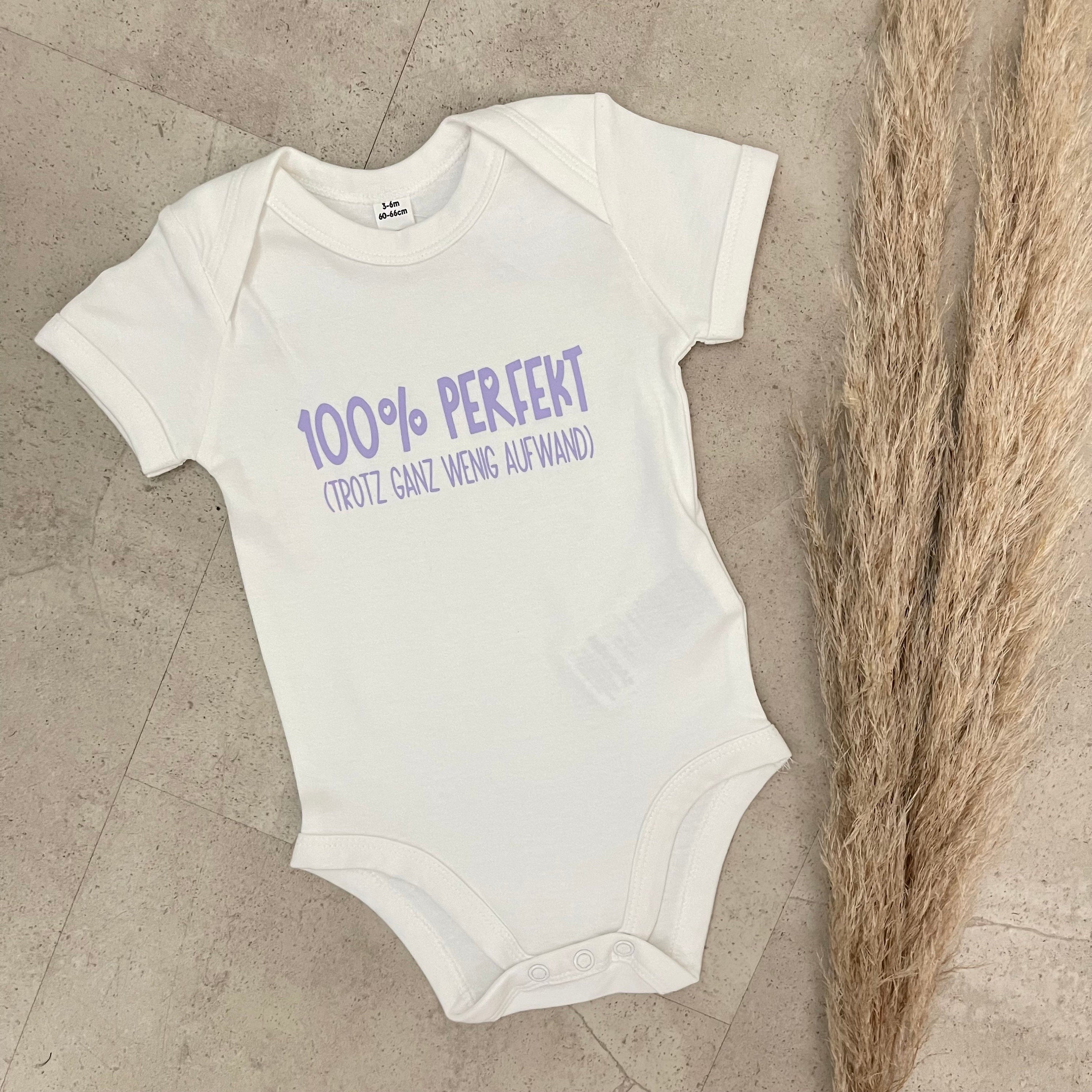 Babybody kurzarm - 100% Perfekt | Schwangerschaft | Baby | Geburt | Babygeschenk | Geburtsgeschenk | Newborn