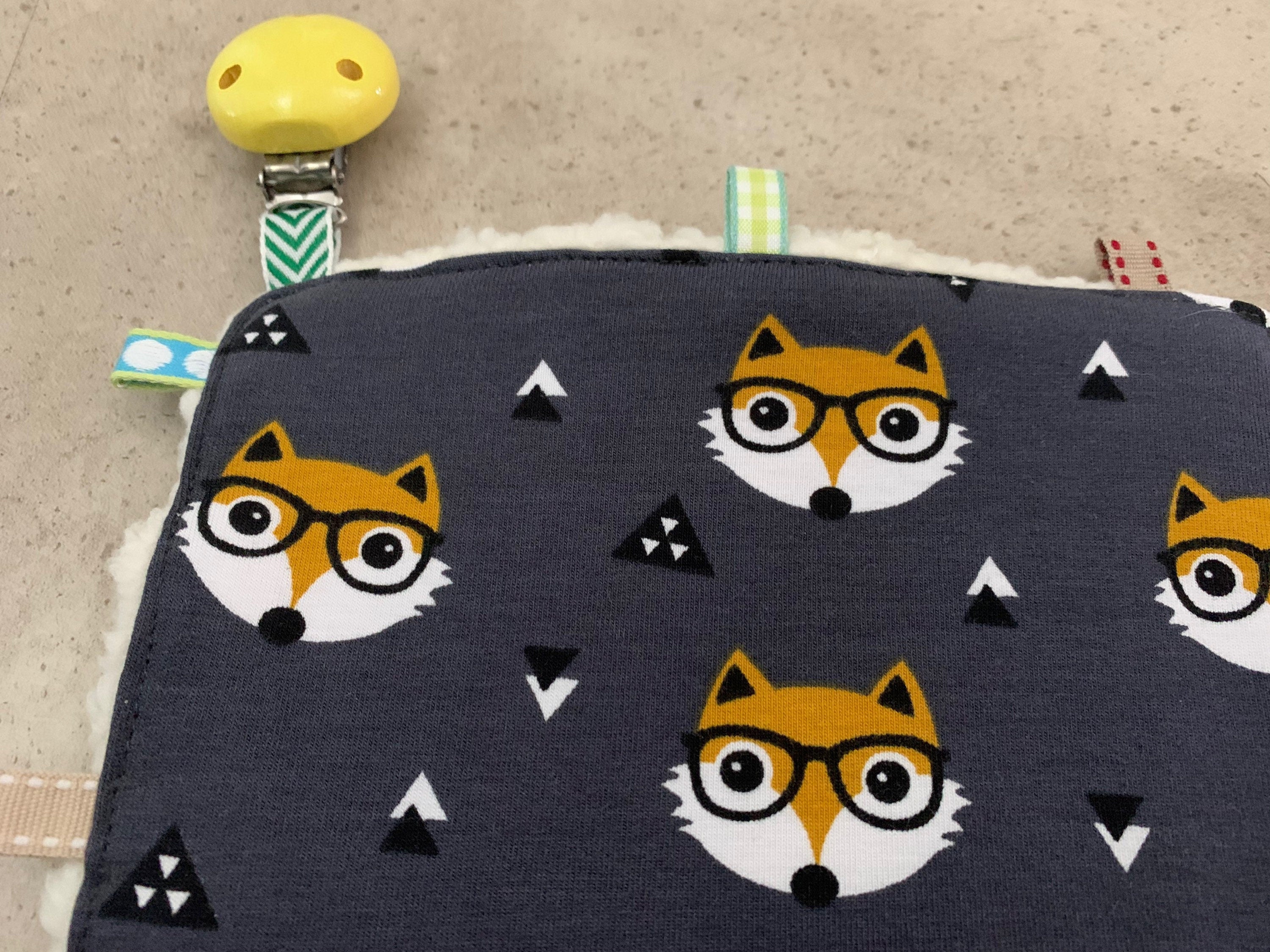 Knisterkissen Knistertuch Baby, Clip und Greifling - Fuchs
