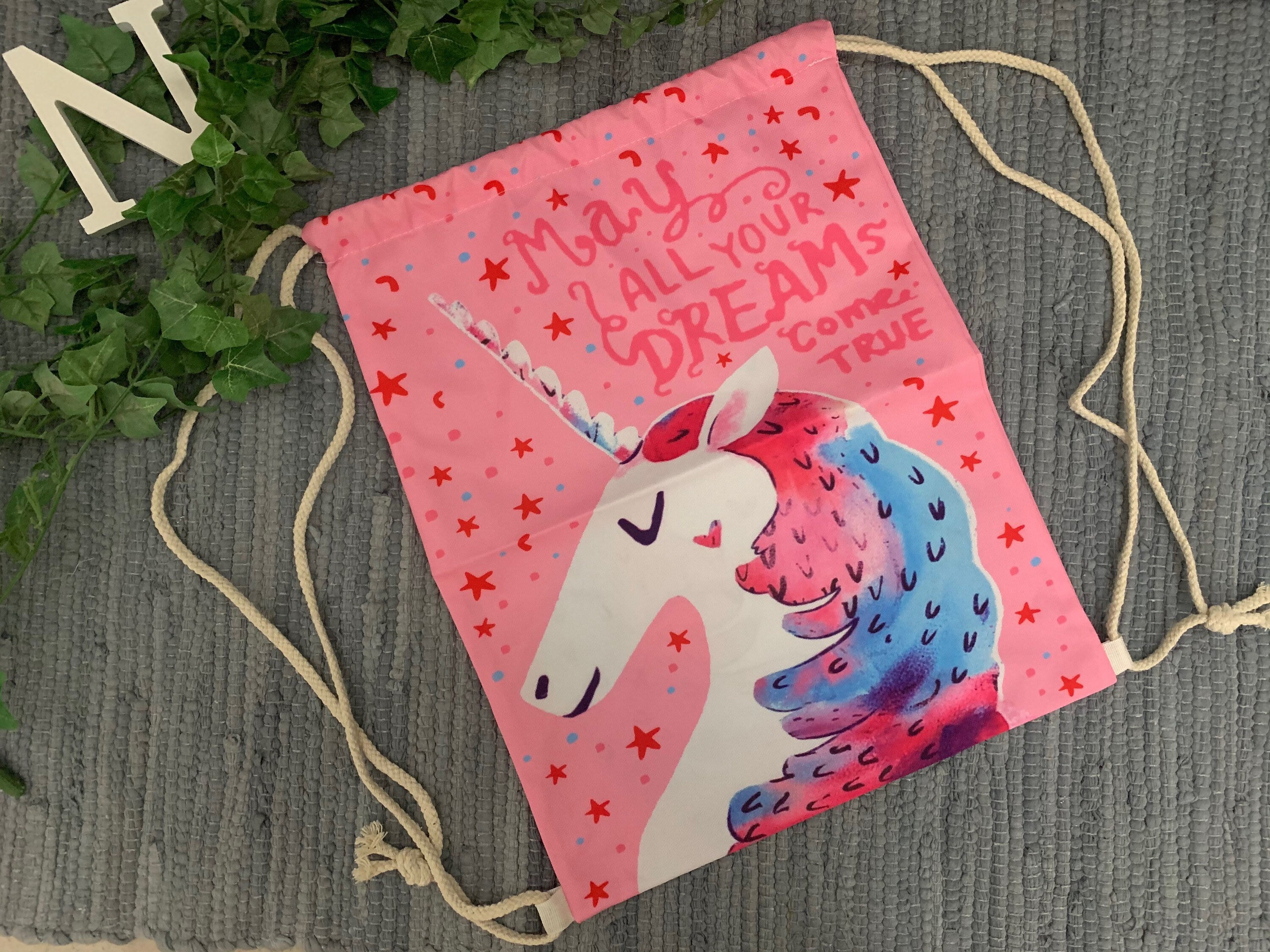 Turnbeutel/Sportbeutel Schule Einschulung Kind - Einhorn pink