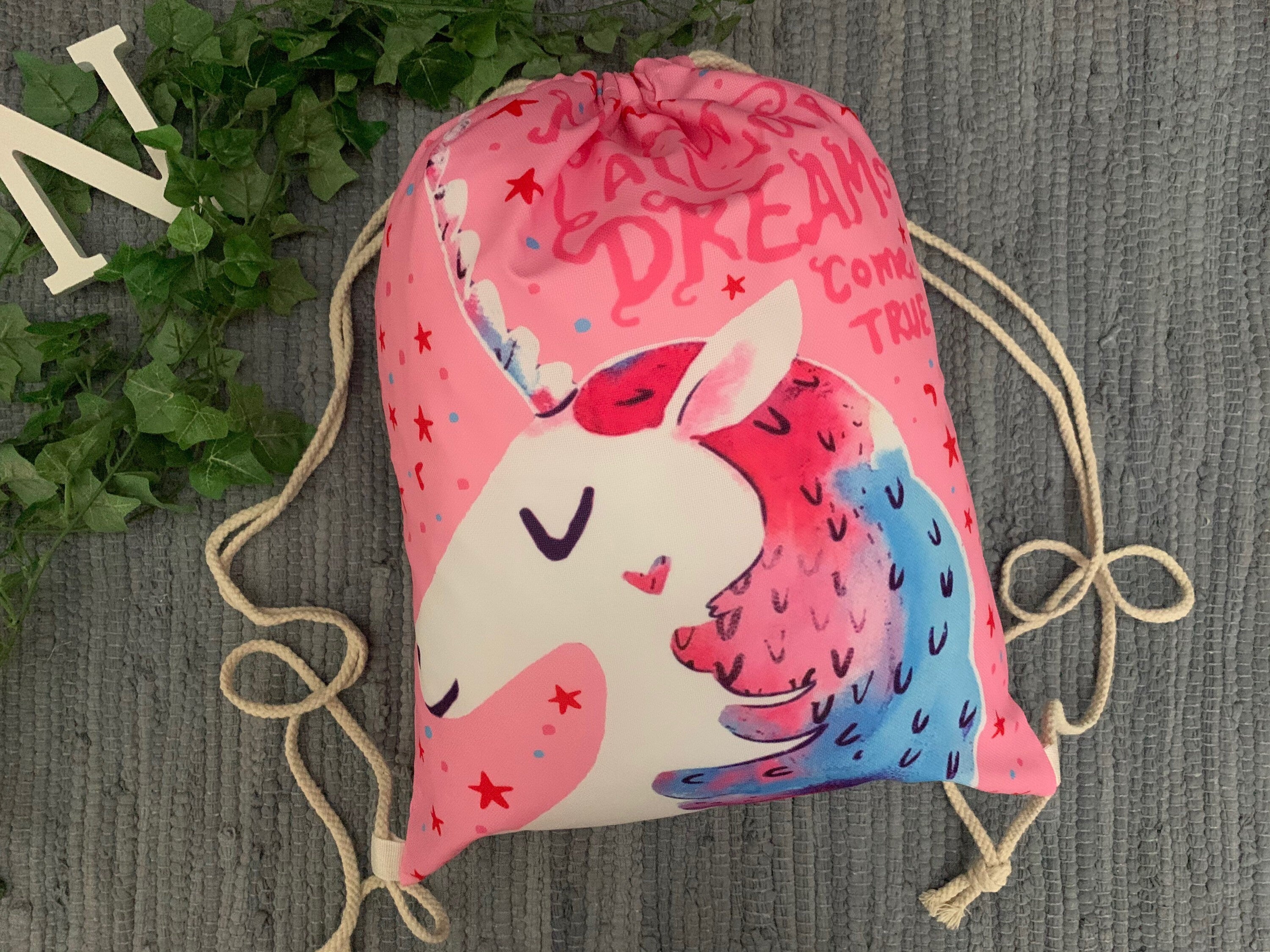 Turnbeutel/Sportbeutel Schule Einschulung Kind - Einhorn pink