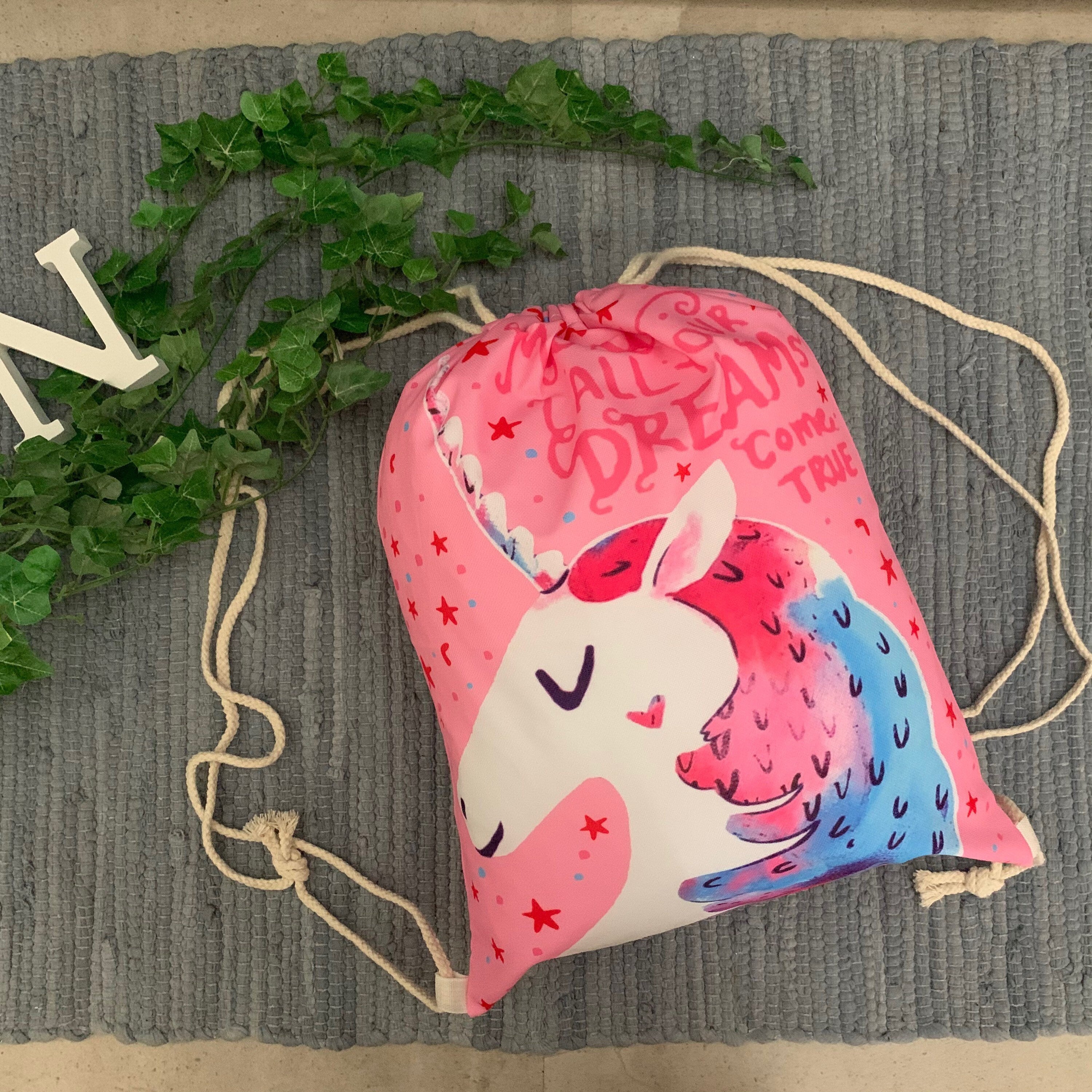 Turnbeutel/Sportbeutel Schule Einschulung Kind - Einhorn pink