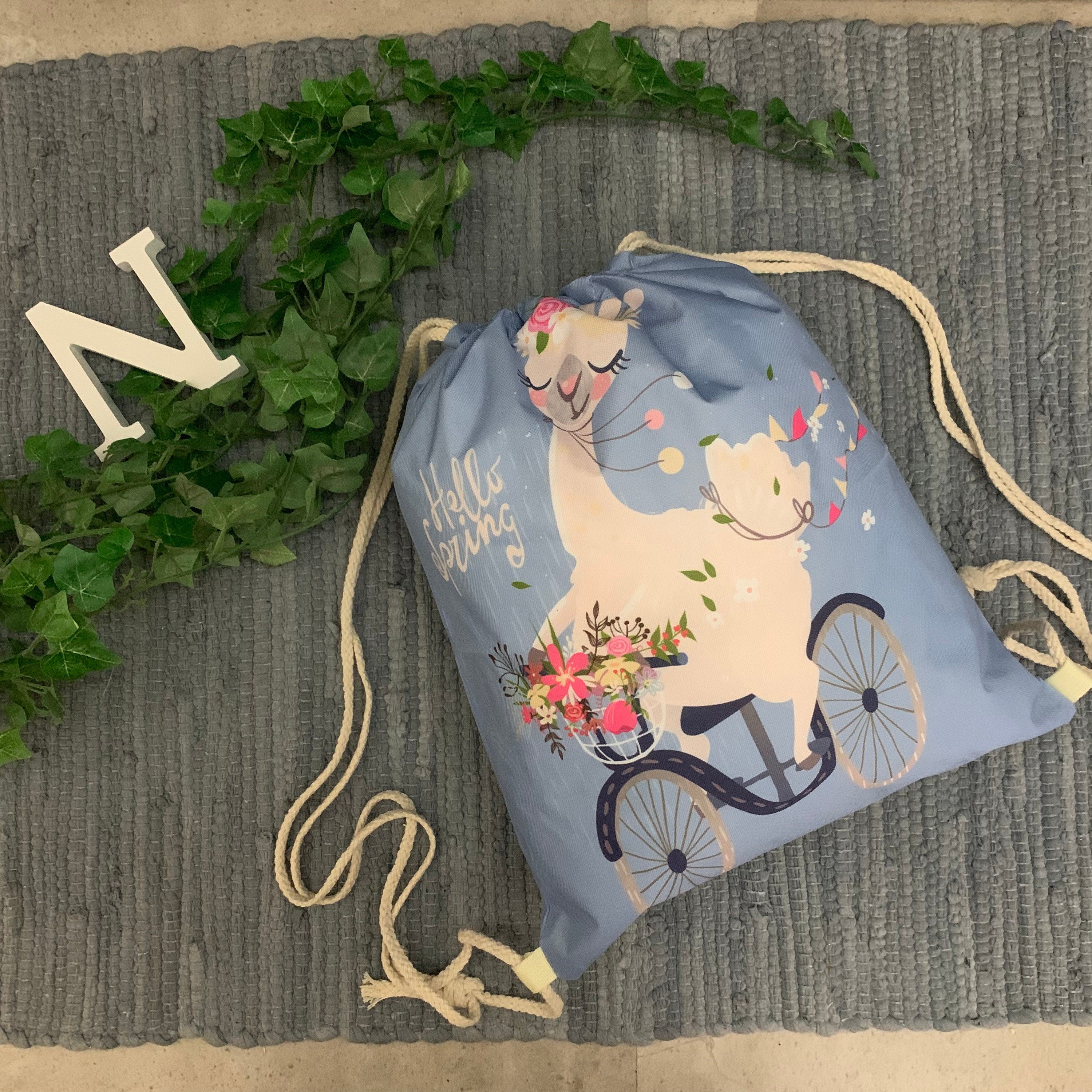 Turnbeutel/Sportbeutel Schule Einschulung Kind - Lama auf Fahrrad