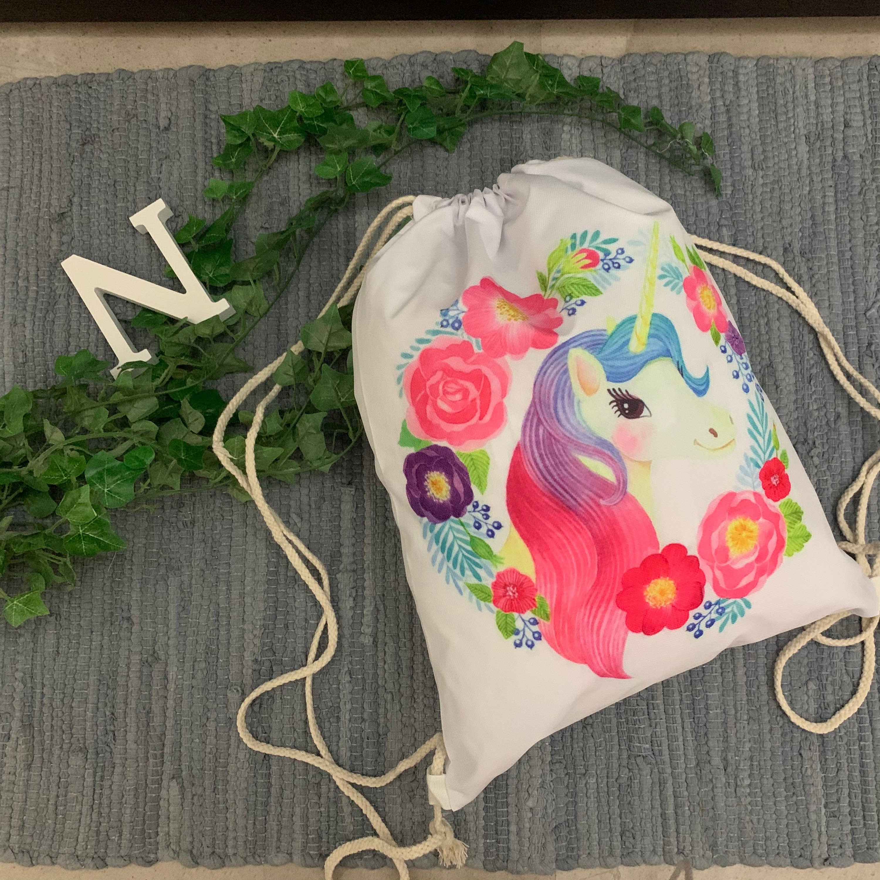 Turnbeutel/Sportbeutel Schule Einschulung Kind - Einhorn weiß var.2