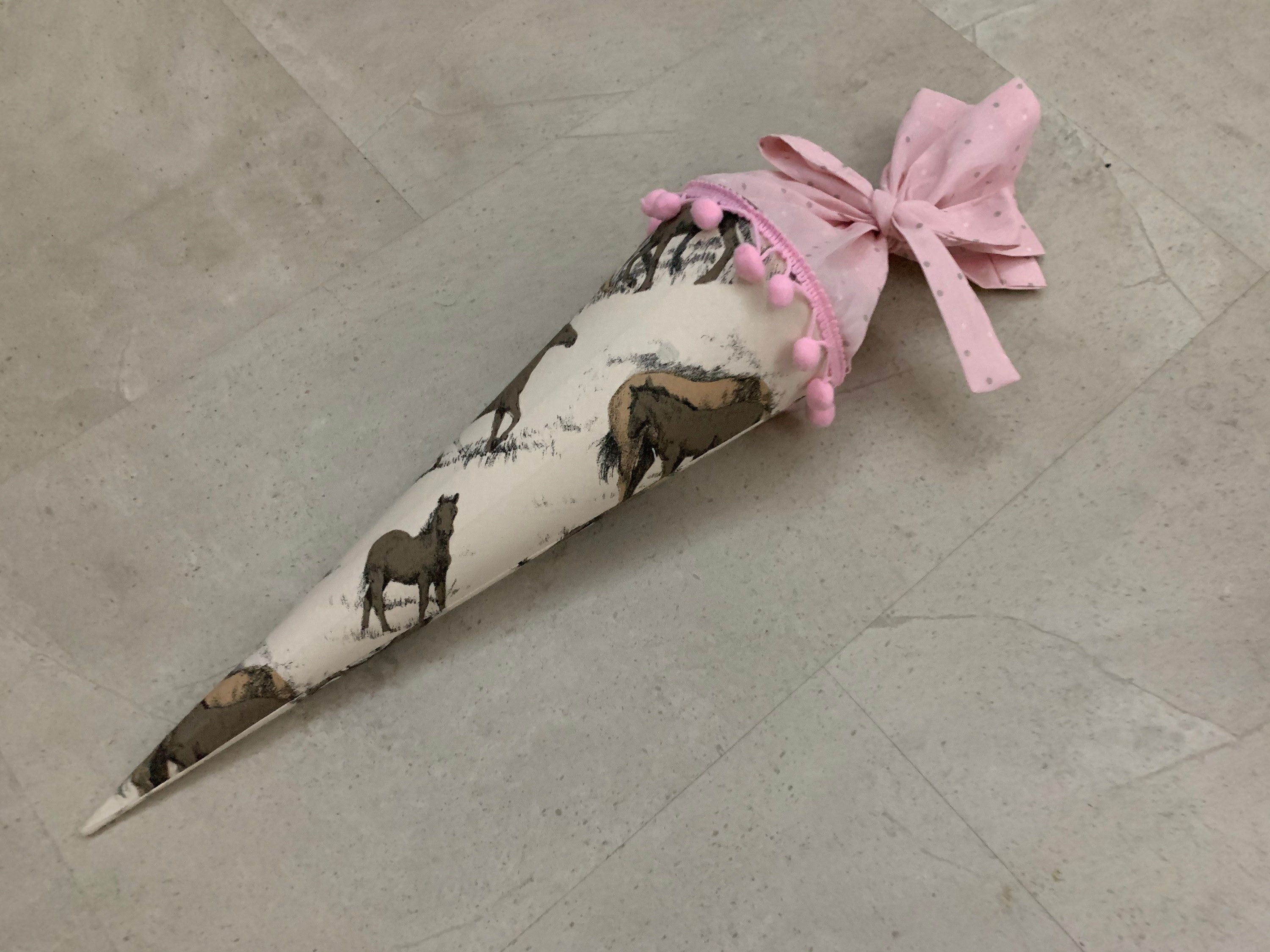 GESCHWISTERSCHULTÜTE KLEIN, Schultüte, Zuckertüte Einschulung 35cm Handmade - Pferde