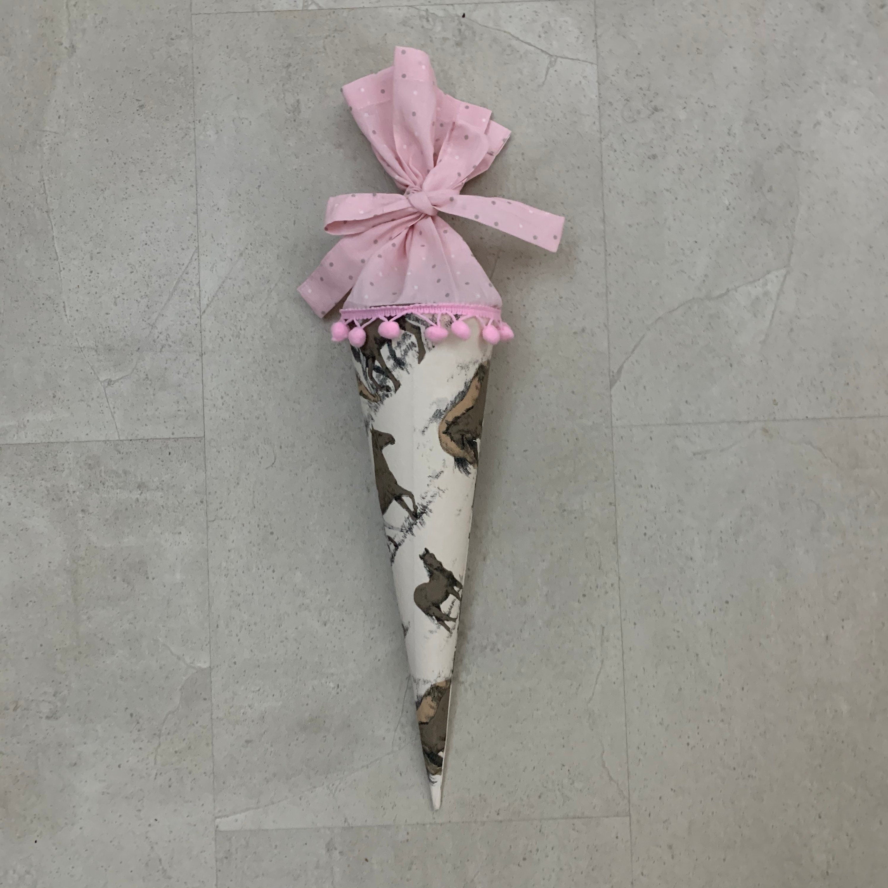 GESCHWISTERSCHULTÜTE KLEIN, Schultüte, Zuckertüte Einschulung 35cm Handmade - Pferde