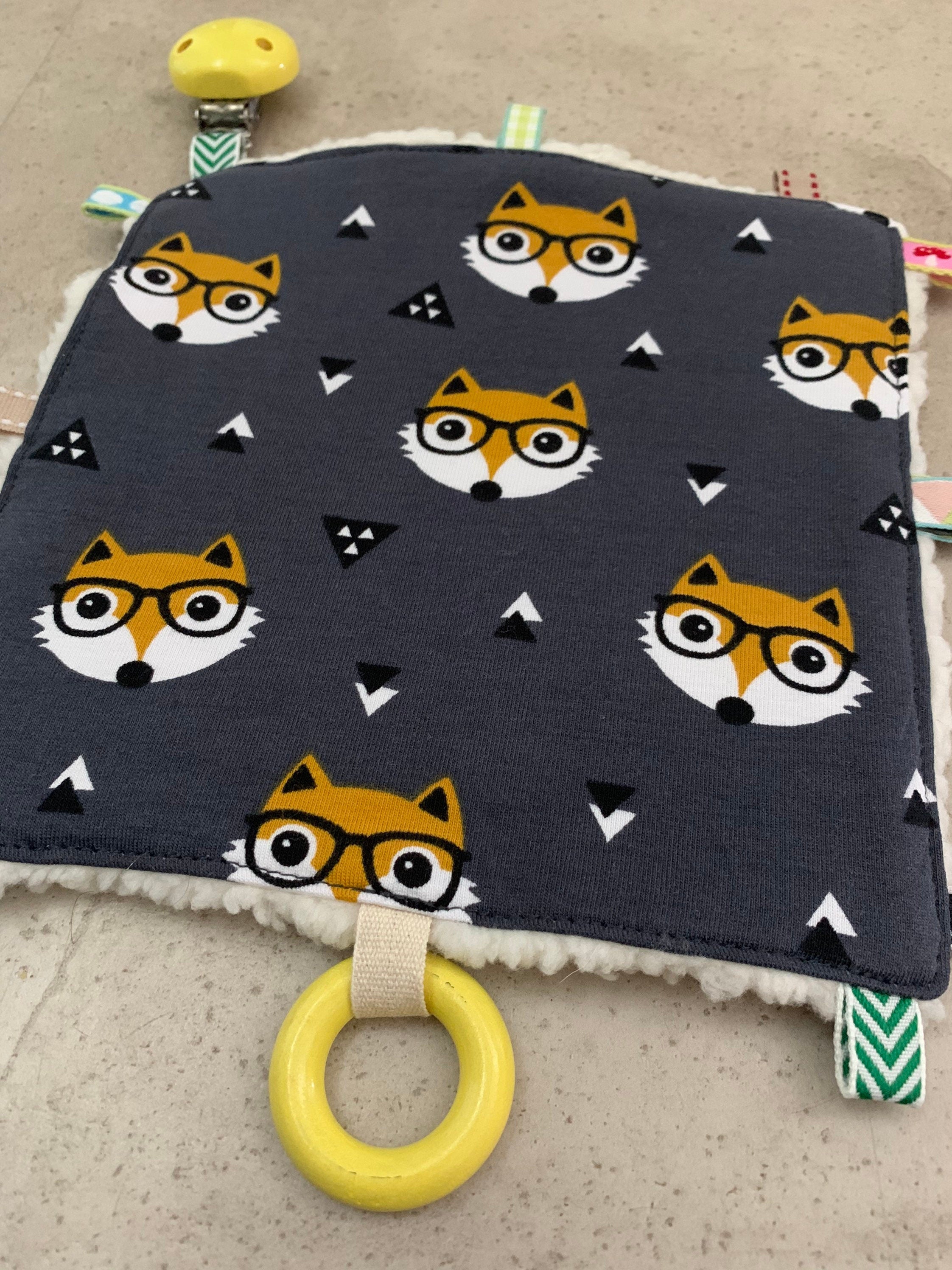 Knisterkissen Knistertuch Baby, Clip und Greifling - Fuchs