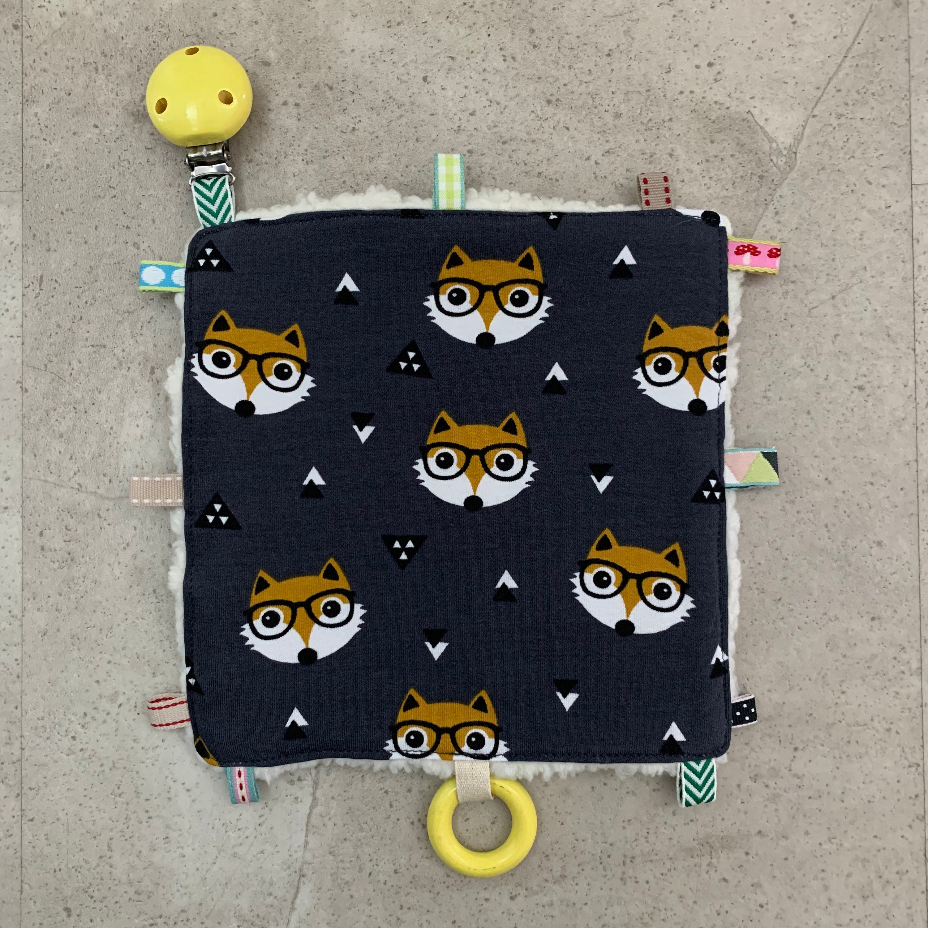 Knisterkissen Knistertuch Baby, Clip und Greifling - Fuchs