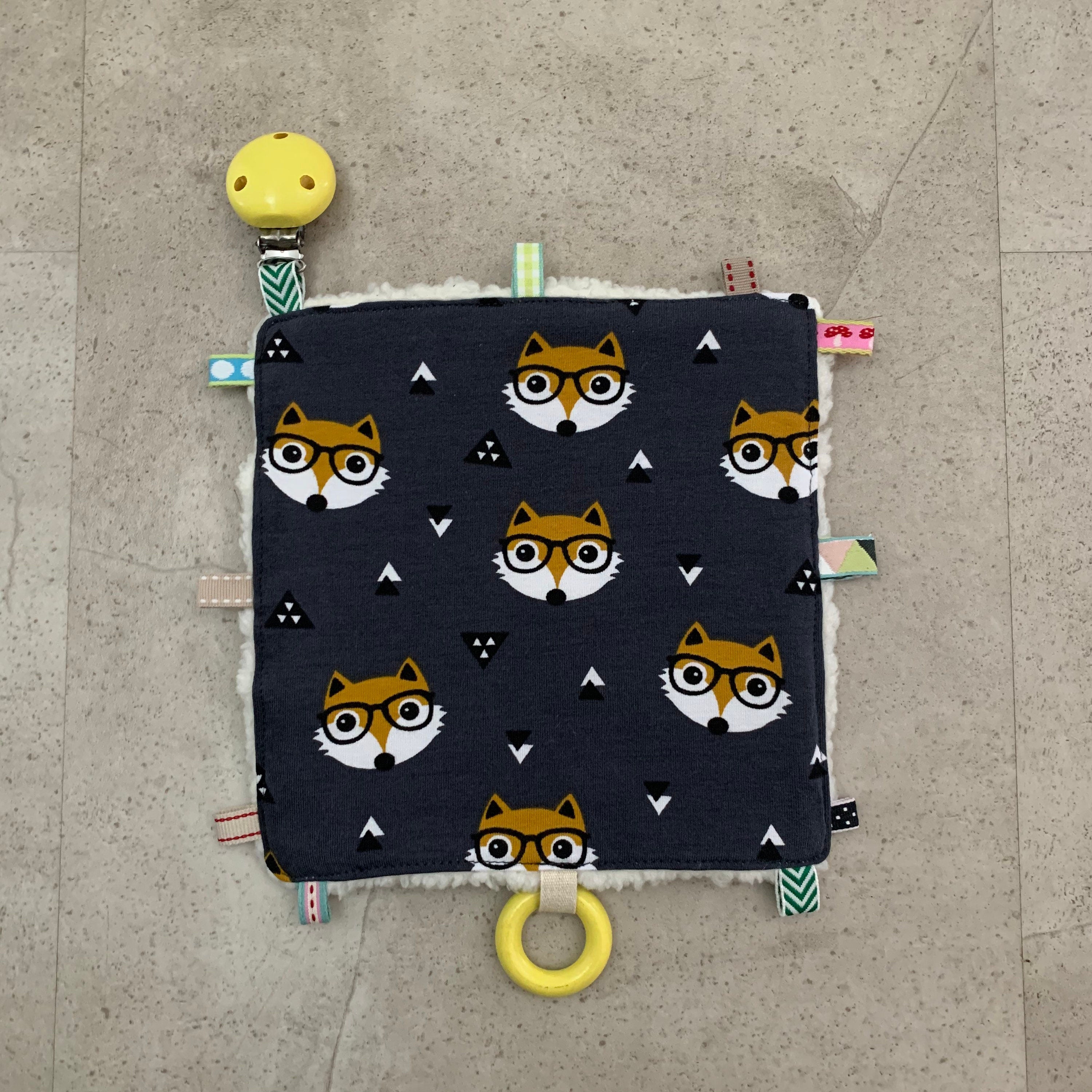 Knisterkissen Knistertuch Baby, Clip und Greifling - Fuchs