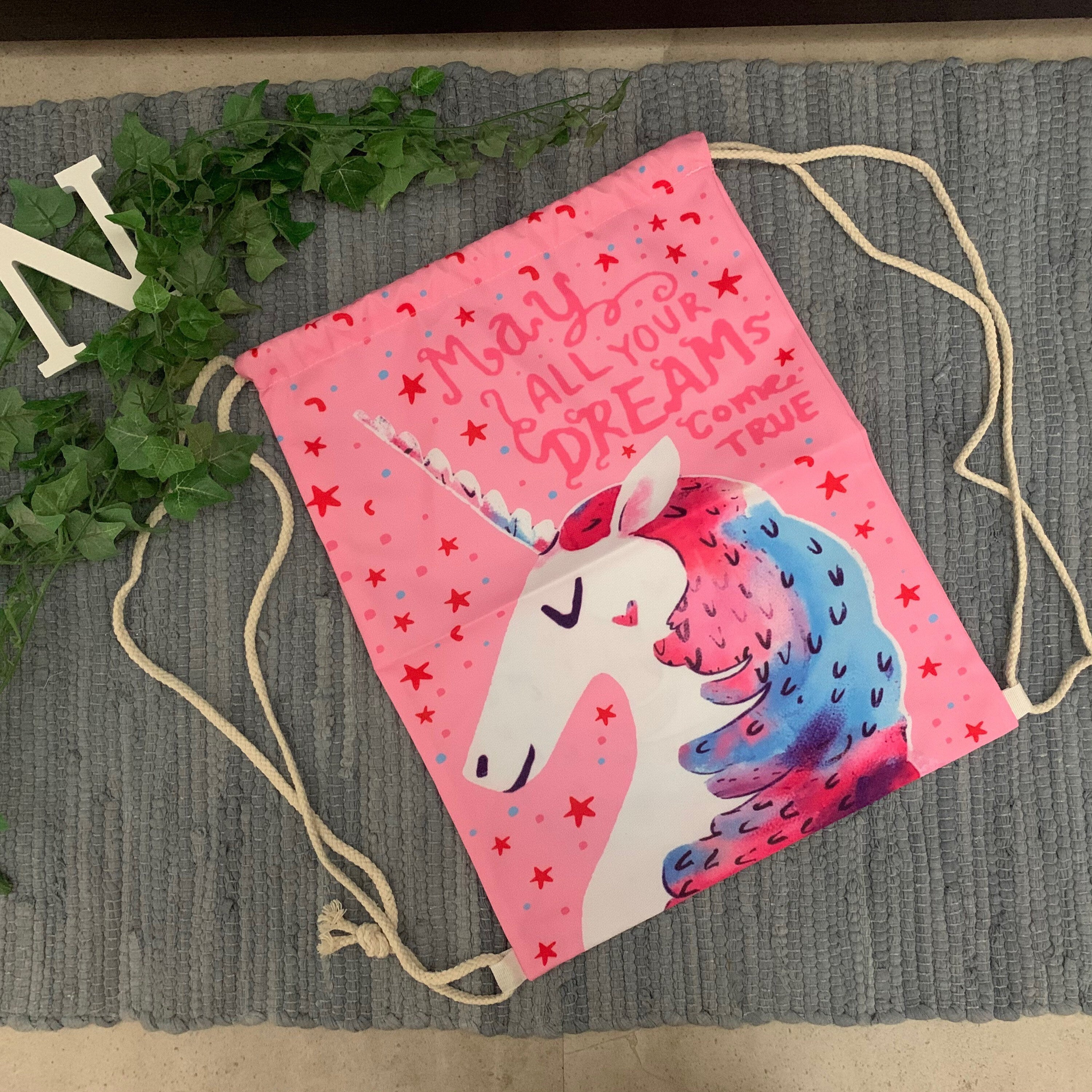 Turnbeutel/Sportbeutel Schule Einschulung Kind - Einhorn pink