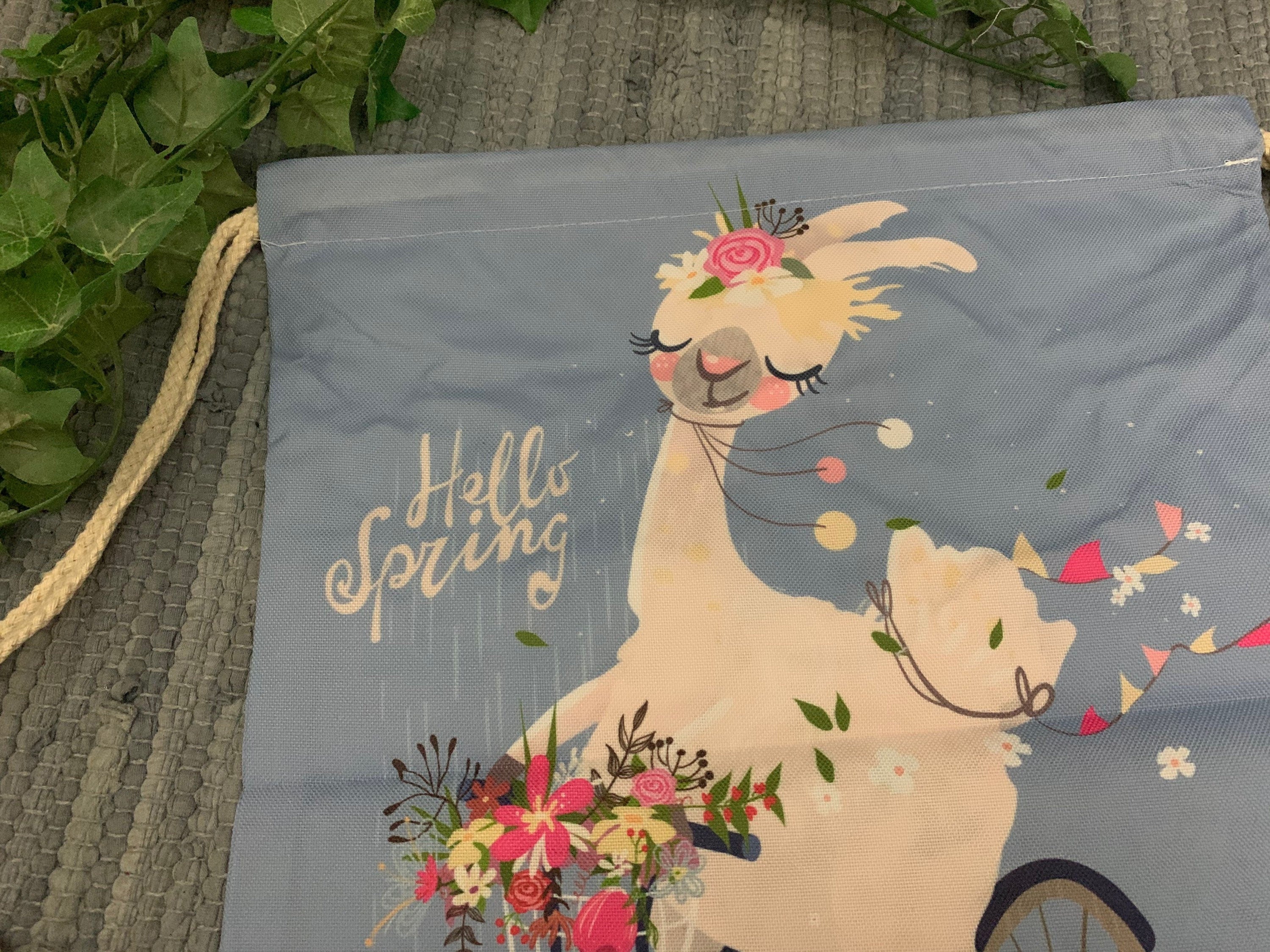 Turnbeutel/Sportbeutel Schule Einschulung Kind - Lama auf Fahrrad