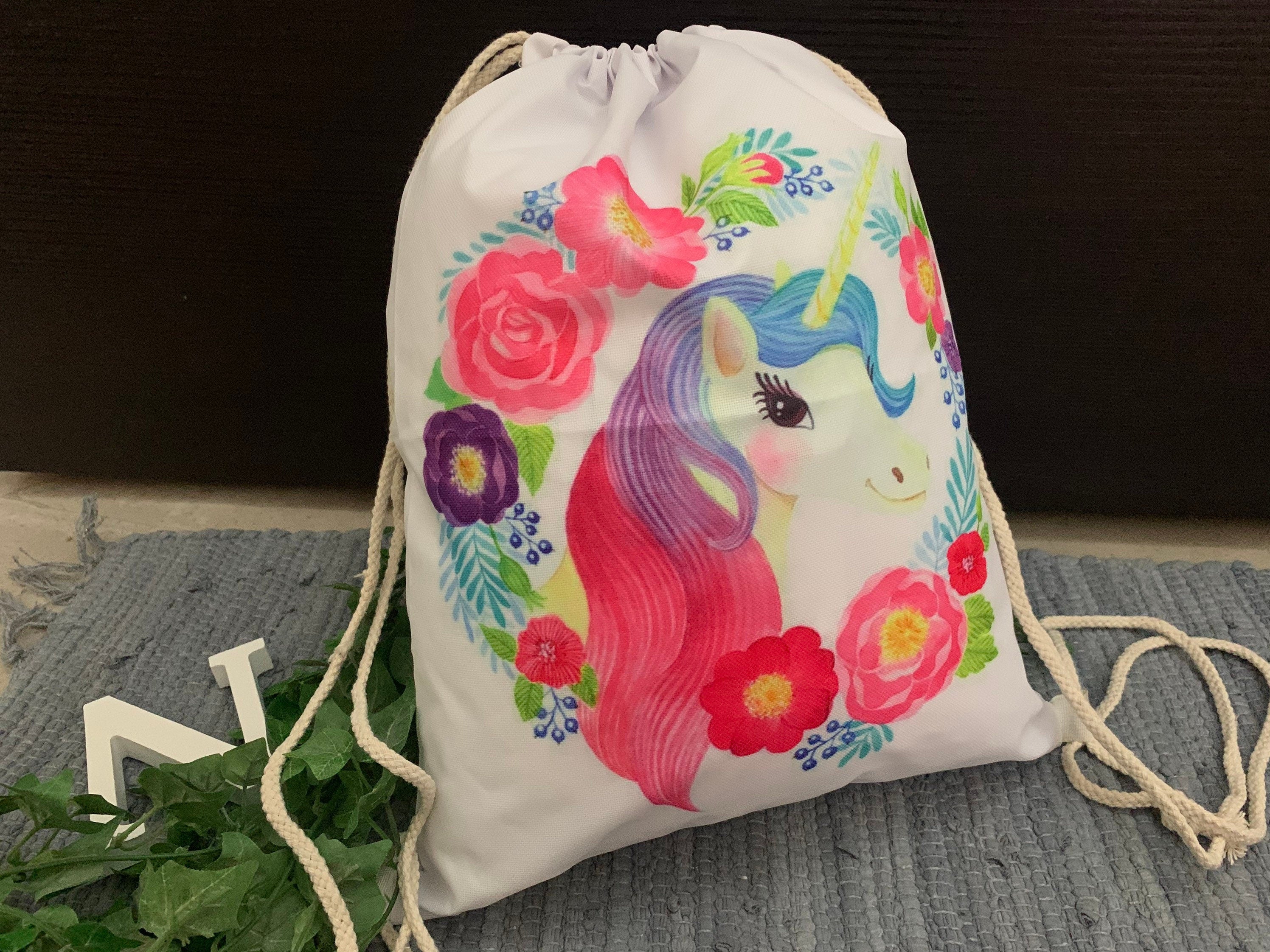 Turnbeutel/Sportbeutel Schule Einschulung Kind - Einhorn weiß var.2