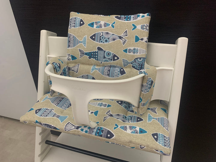 Tripp Trapp Sitzkissen Kissenset für Stokke Hochstuhl - Loneta Natur Fische