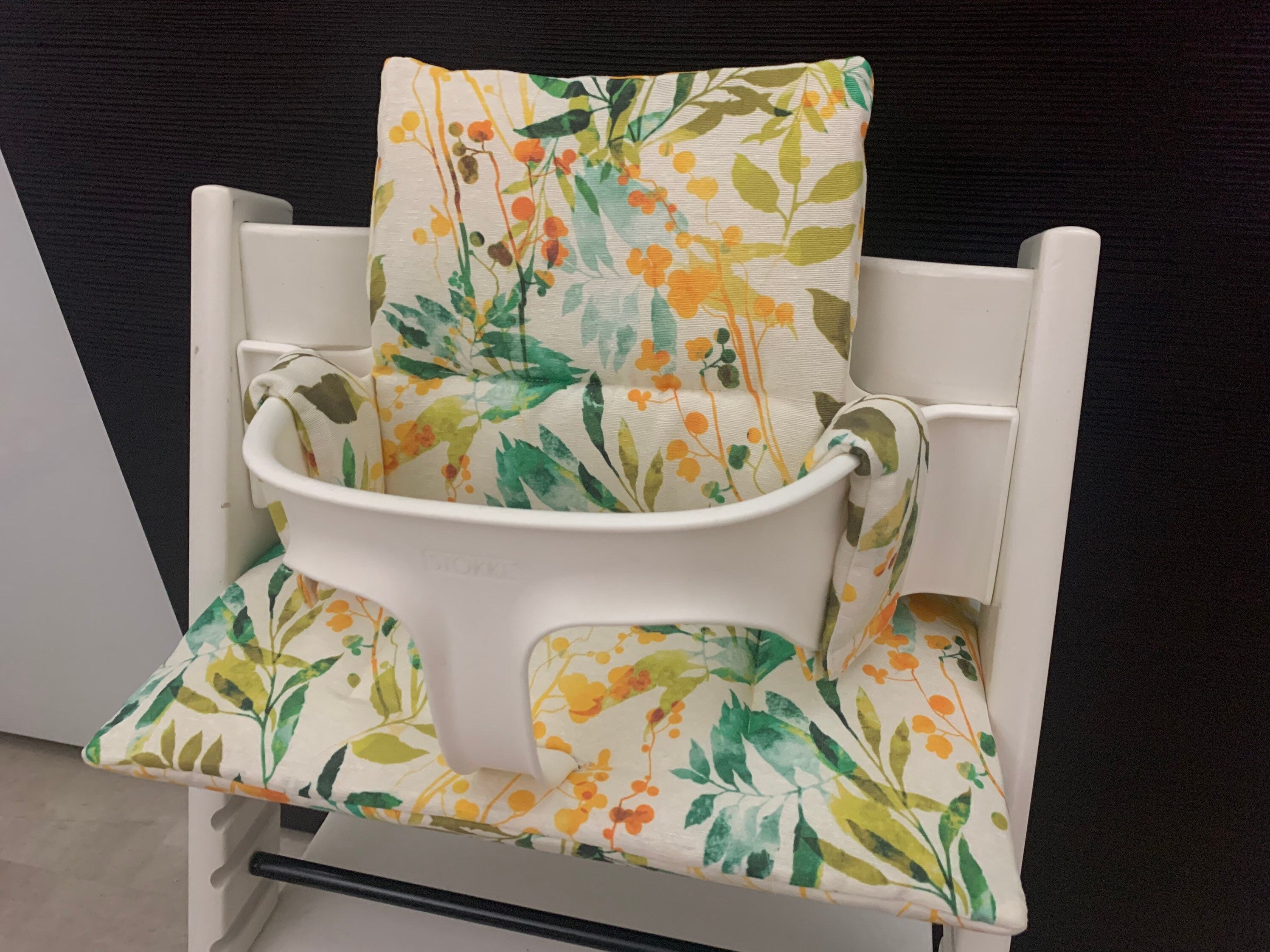 Tripp Trapp Sitzkissen Kissenset für Stokke Hochstuhl - Loneta Blätter gelb