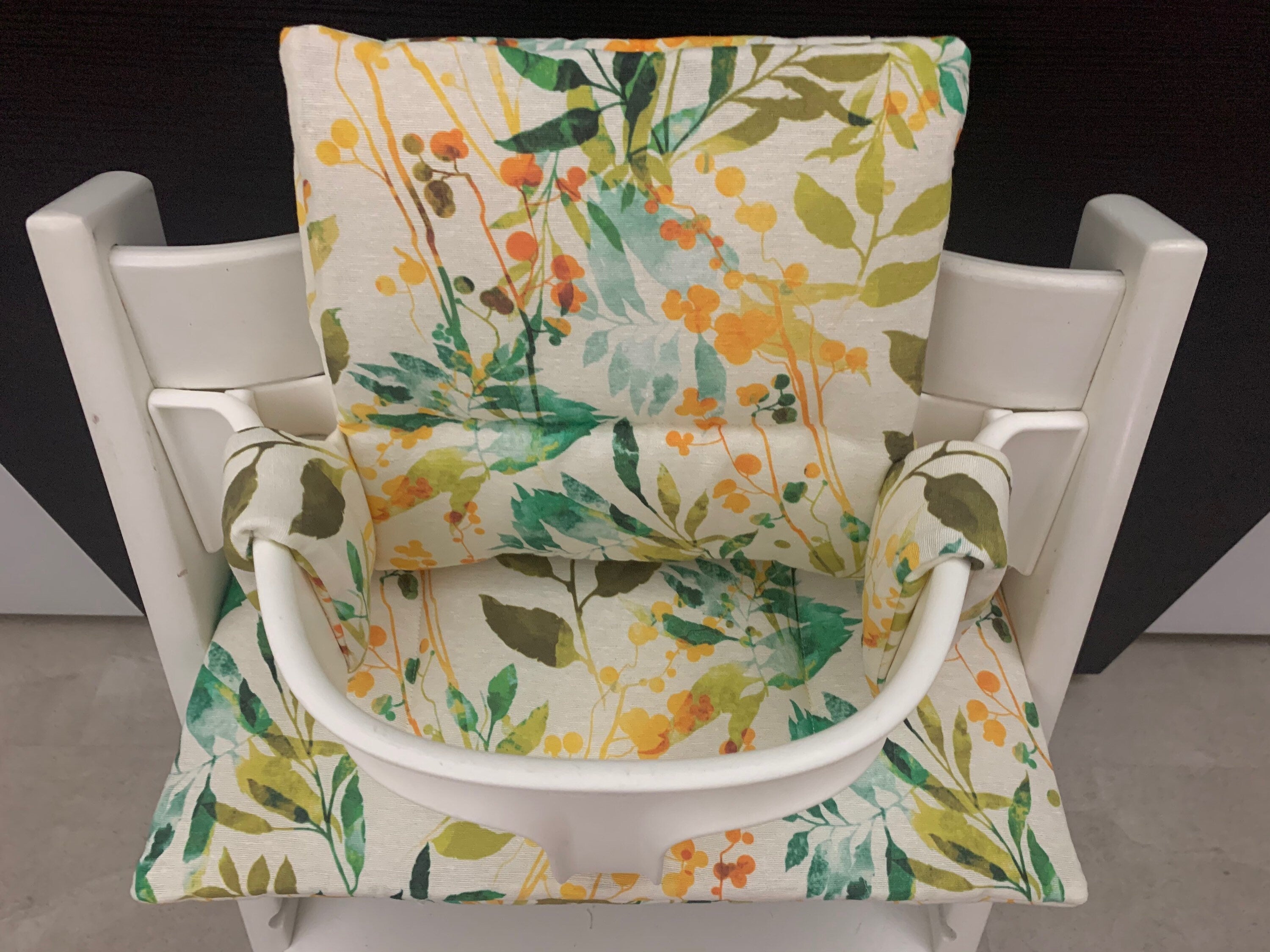 Tripp Trapp Sitzkissen Kissenset für Stokke Hochstuhl - Loneta Blätter gelb