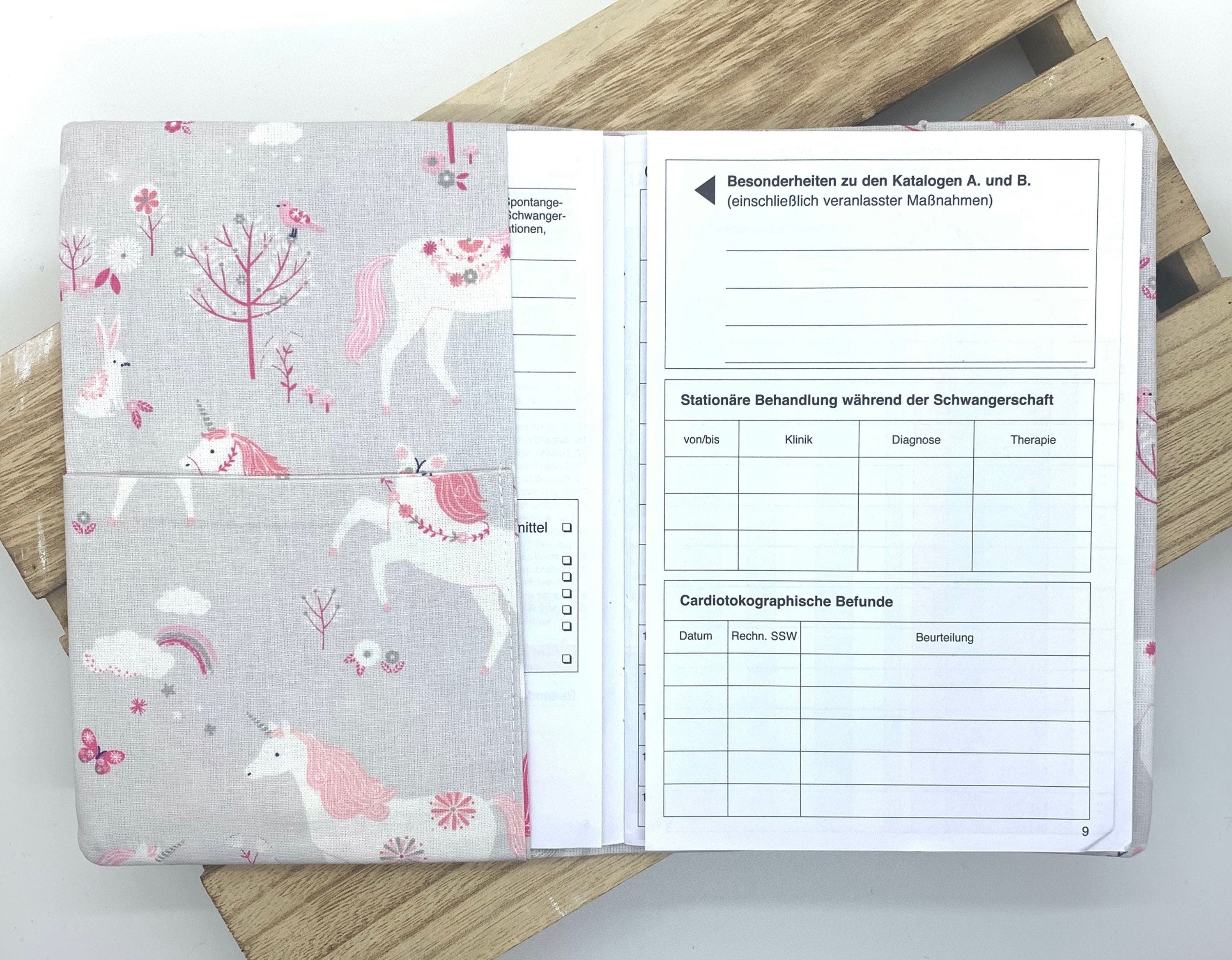 Mutterpasshülle, Schutzhülle Mutterpass, Mutterpass Hülle - Einhorn