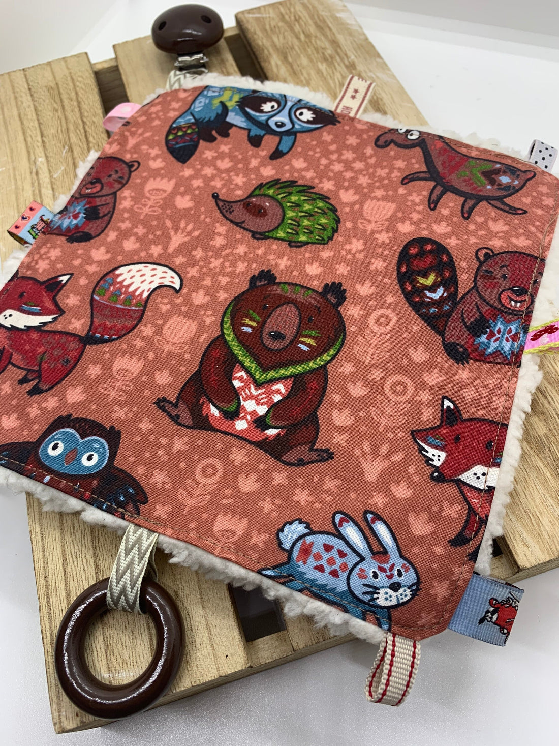 Knisterkissen Knistertuch Baby, Clip und Greifling - Wildtiere