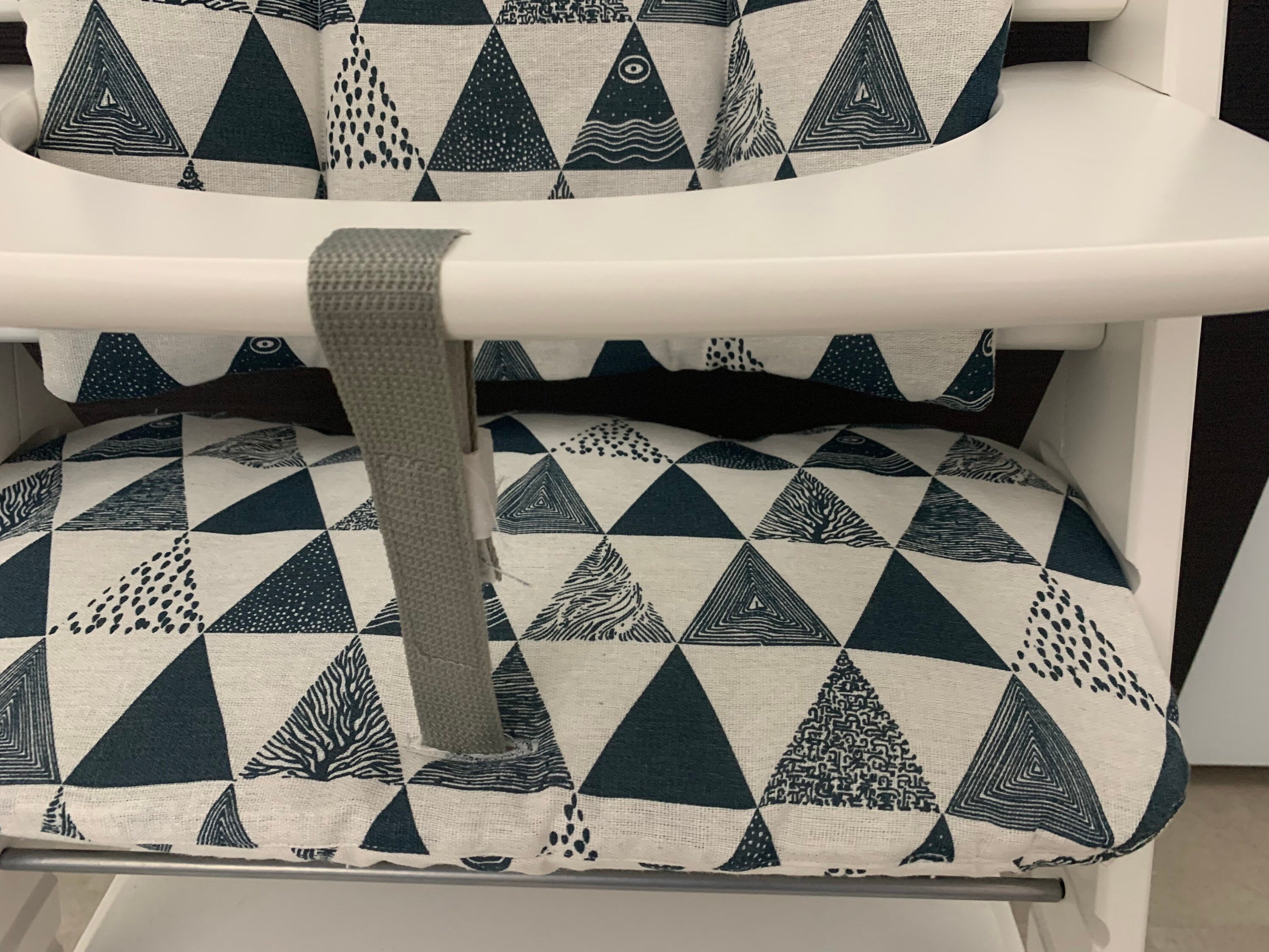 Sitzkissen Kissenset für Hauck Alpha, Tray, Beta Hochstuhl - Loneta Dreiecke blau