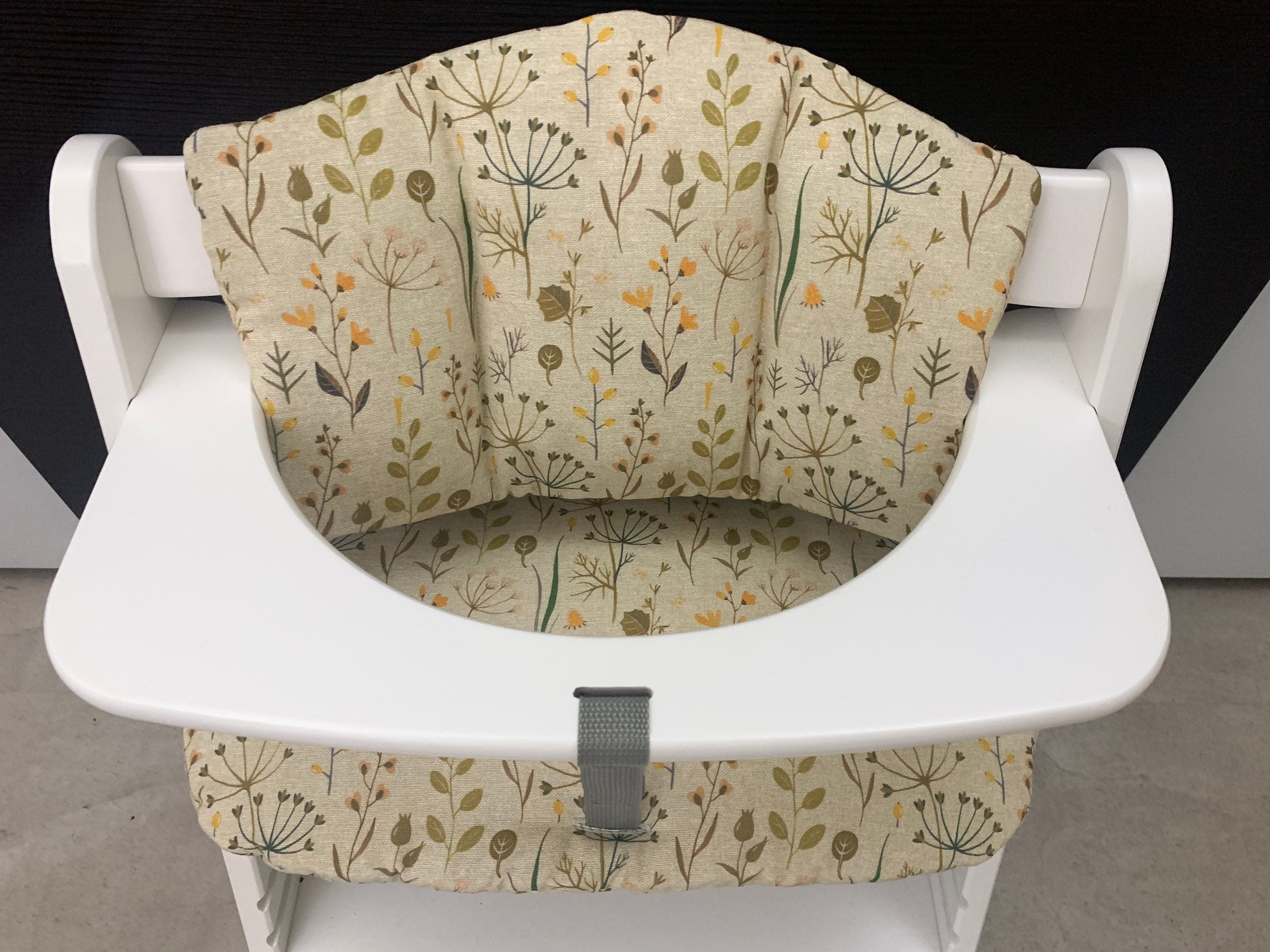 Sitzkissen Kissenset für Hauck Alpha, Tray Hochstuhl - Blumen Natur