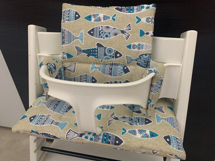 Tripp Trapp Sitzkissen Kissenset für Stokke Hochstuhl - Loneta Natur Fische