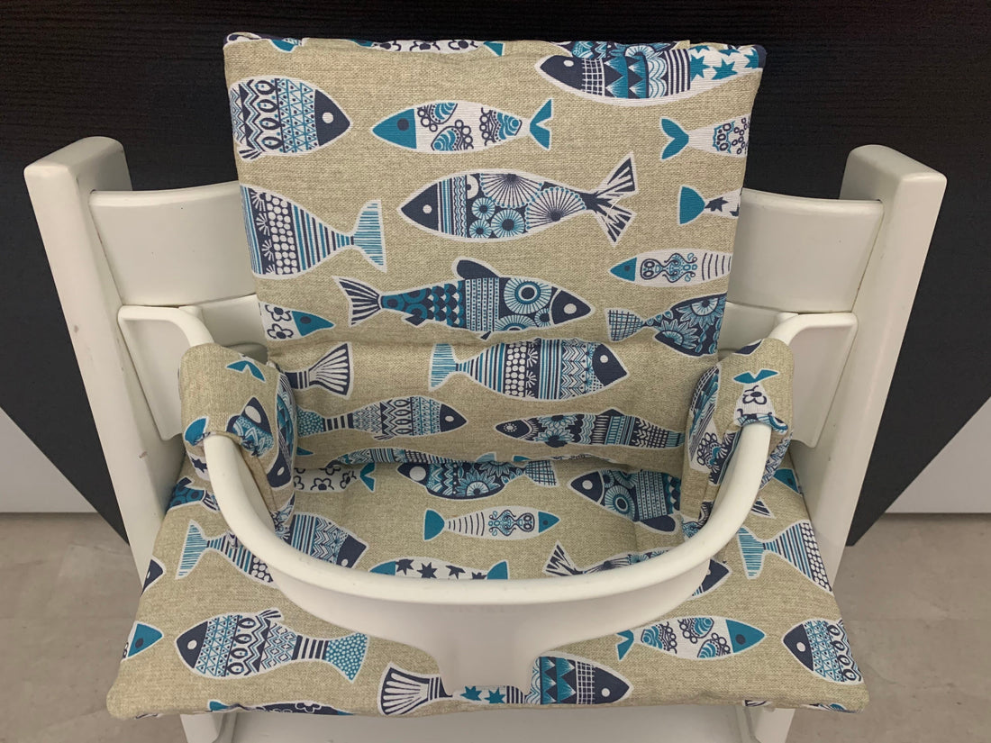 Tripp Trapp Sitzkissen Kissenset für Stokke Hochstuhl - Loneta Natur Fische