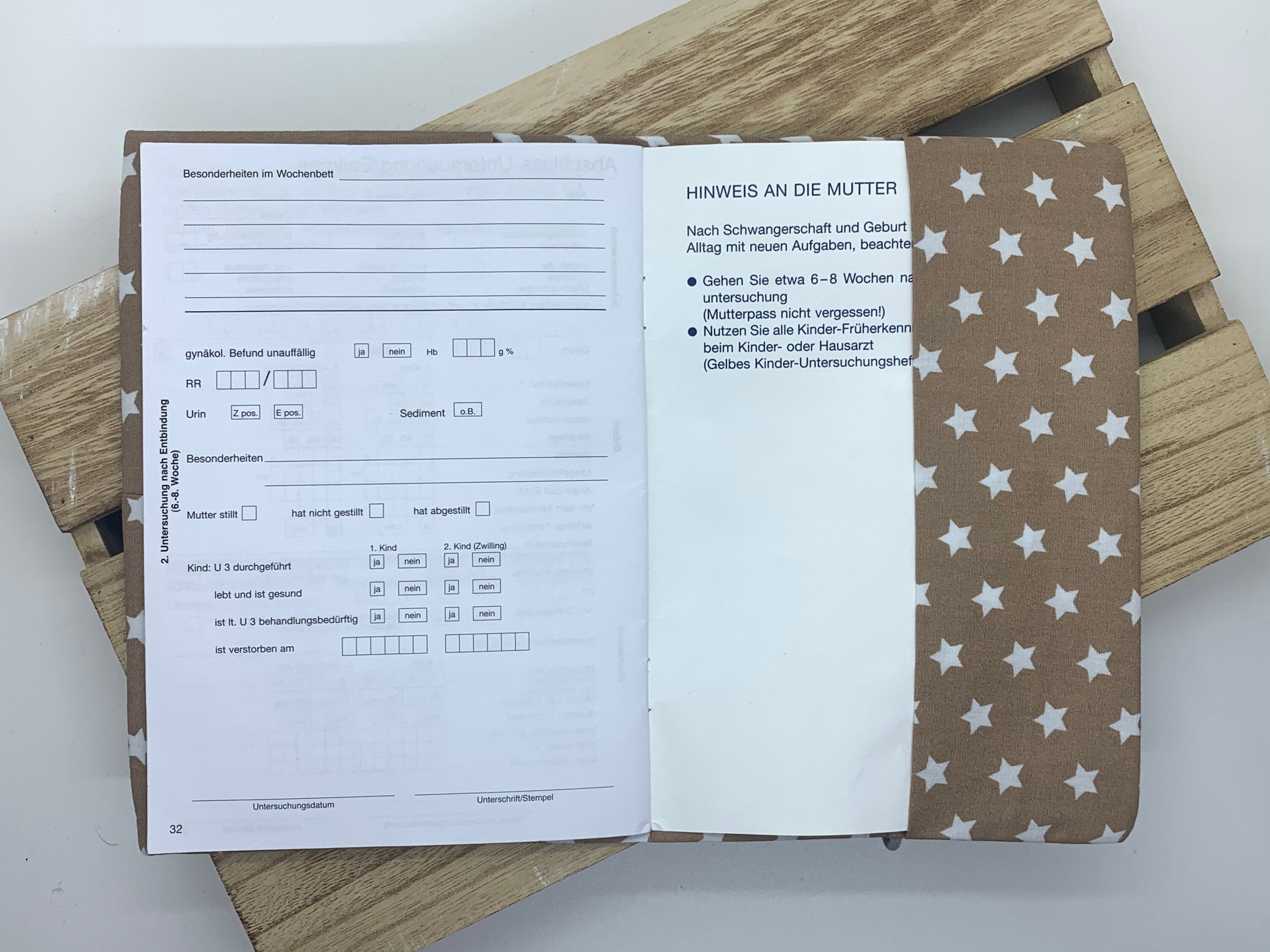 Mutterpasshülle, Schutzhülle Mutterpass, Mutterpass Hülle - Sterne