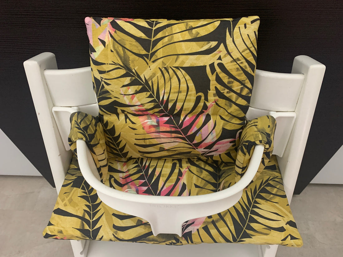 Tripp Trapp Sitzkissen Kissenset für Stokke Hochstuhl - Loneta Palmen gelb