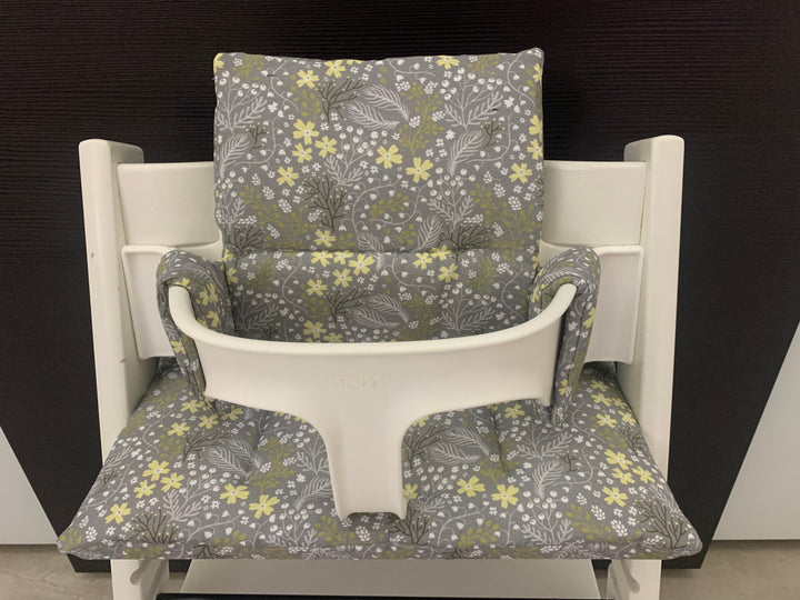 Tripp Trapp Sitzkissen Kissenset für Stokke Hochstuhl - Loneta Blumen Grau