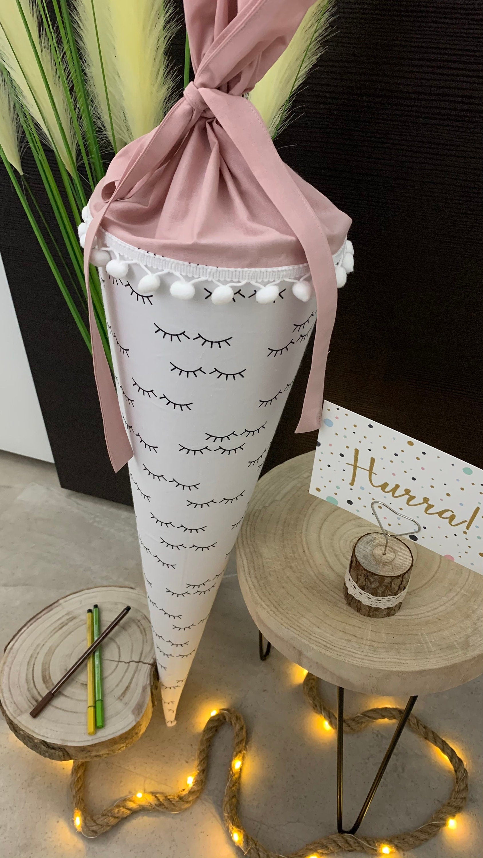 Schultüte Zuckertüte Einschulung Groß 70cm Handmade / Wimpern