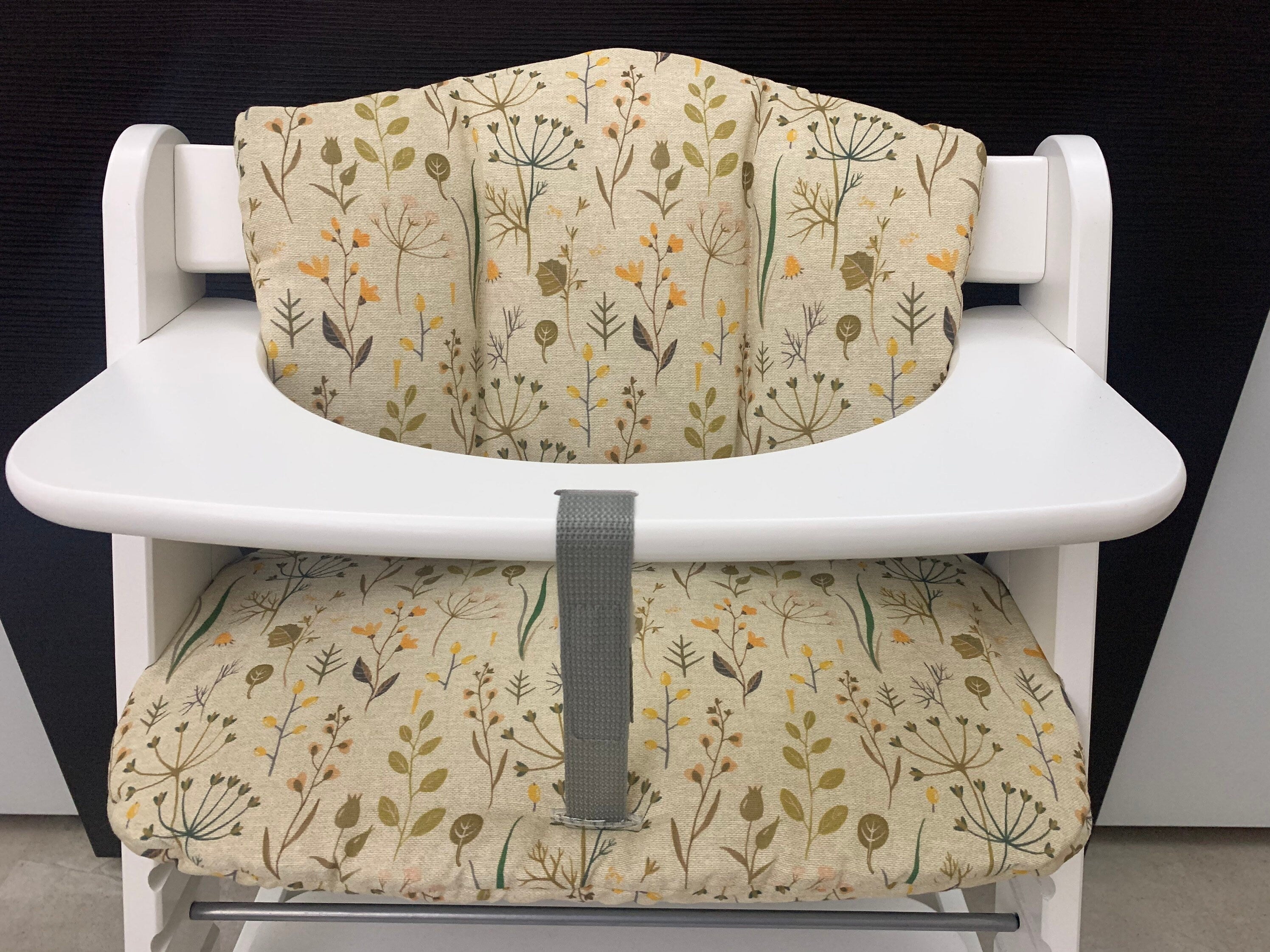 Sitzkissen Kissenset für Hauck Alpha, Tray Hochstuhl - Blumen Natur