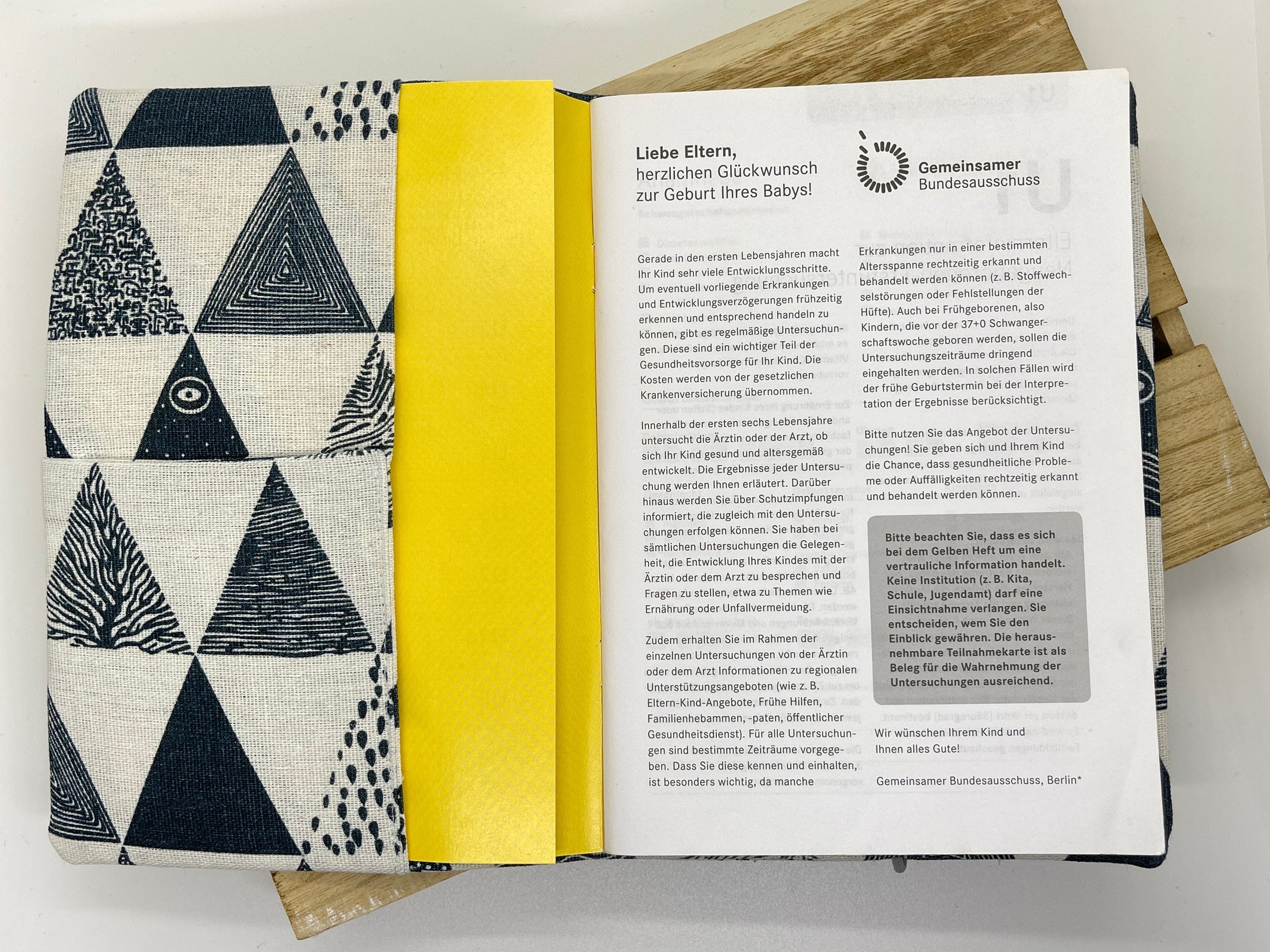 U-Heft Untersuchungsheft Hülle Schutz - Natur Dreiecke Blau