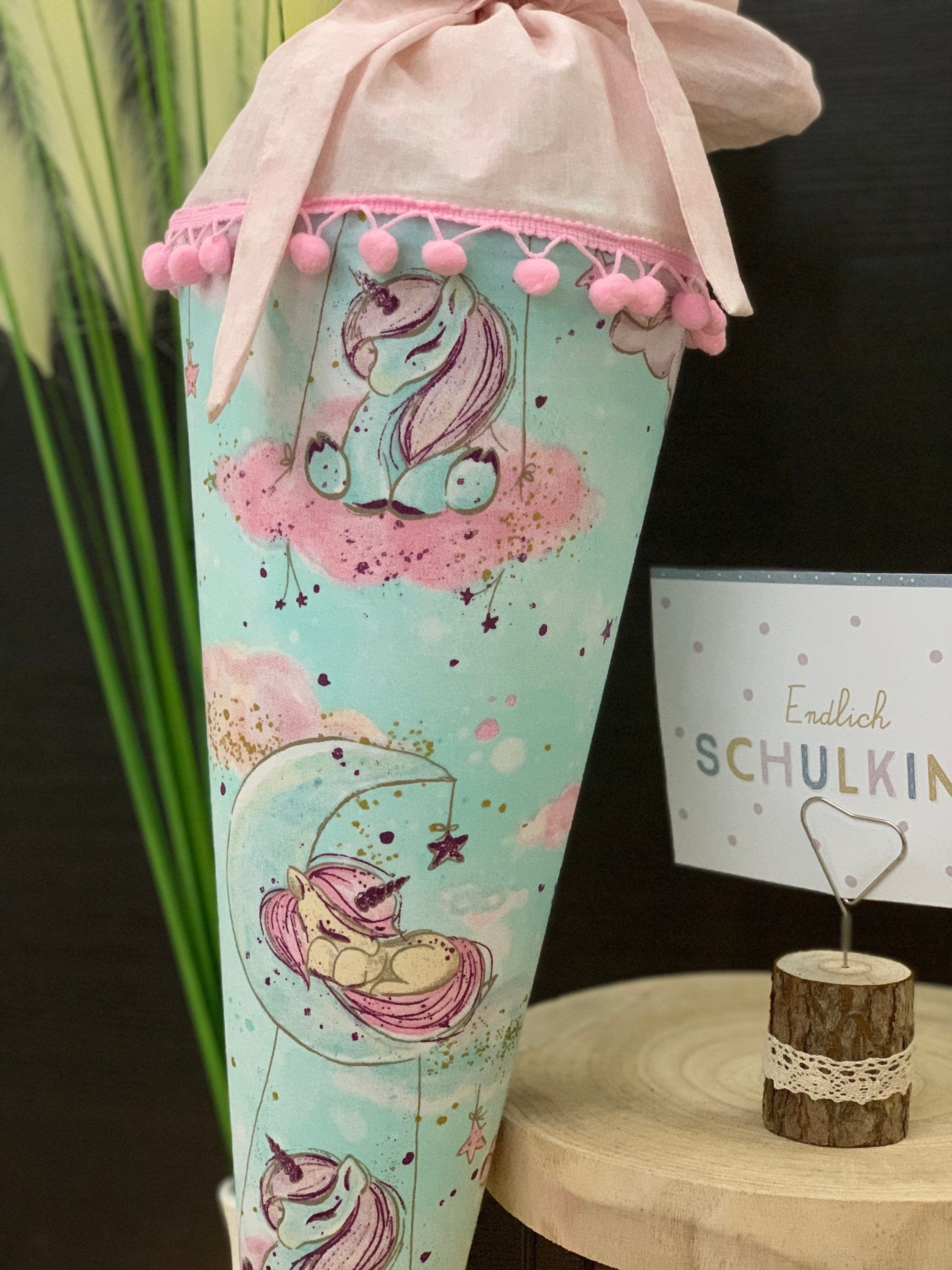 Schultüte Zuckertüte Einschulung Groß 70cm Handmade / Einhorn Golddruck