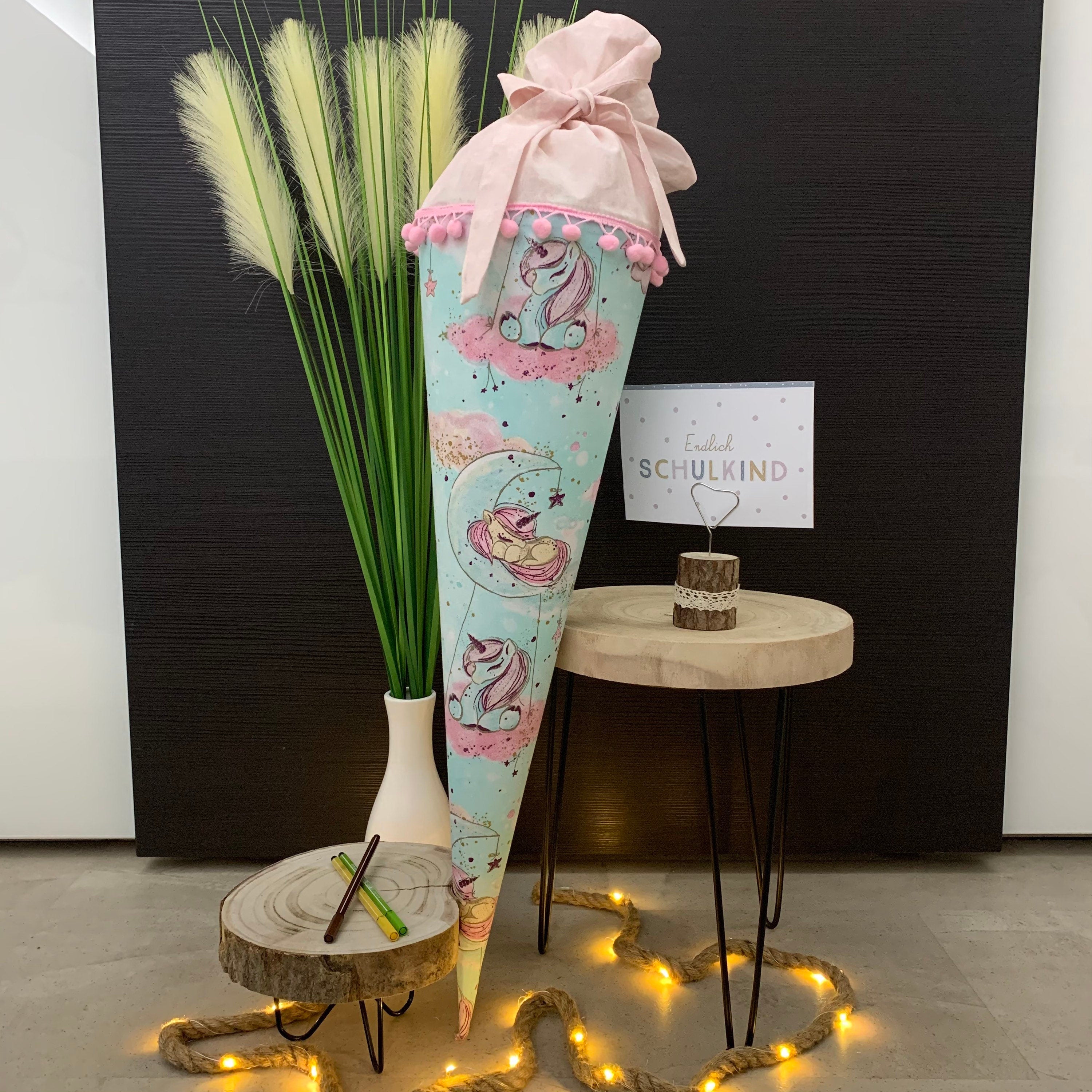 Schultüte Zuckertüte Einschulung Groß 70cm Handmade / Einhorn Golddruck