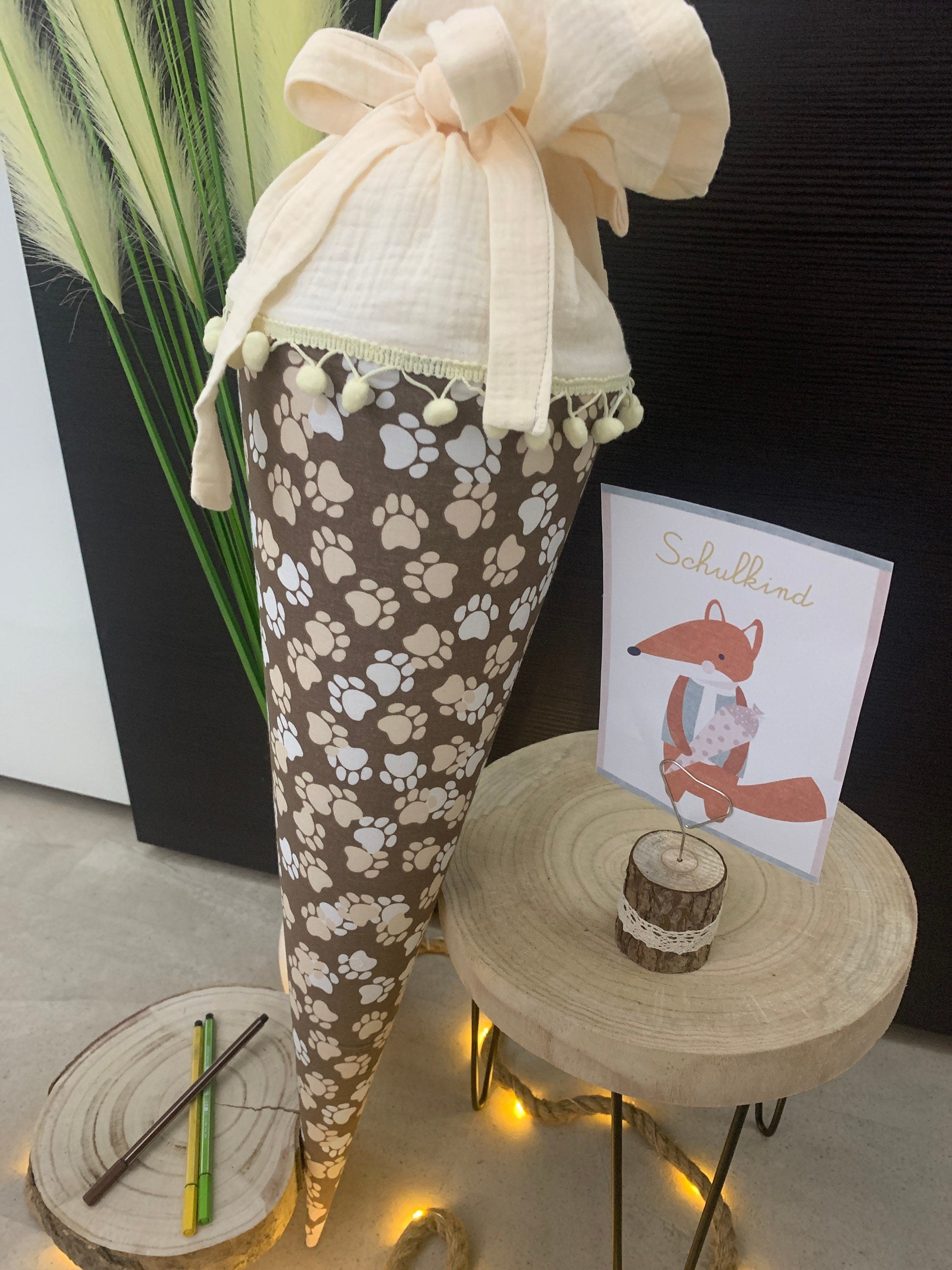 Schultüte Zuckertüte Einschulung Groß 70cm Handmade / Pfoten