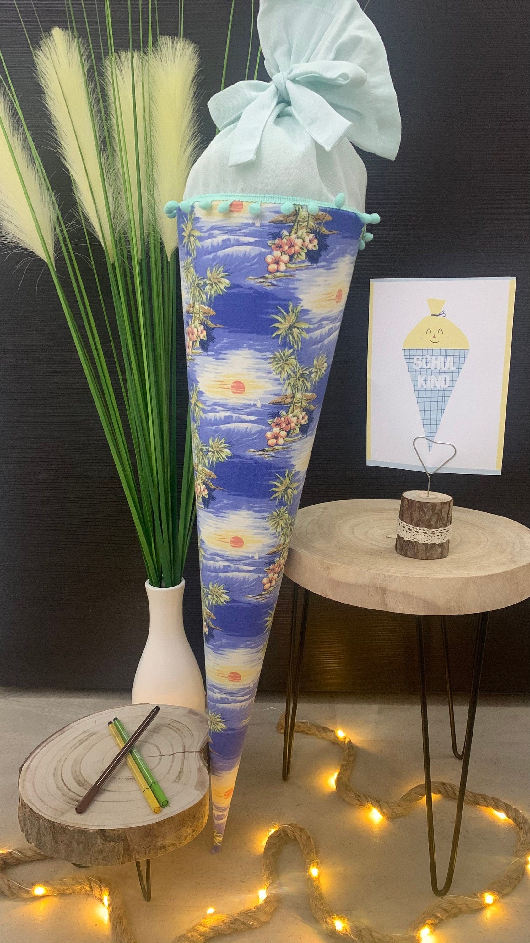 Schultüte Zuckertüte Einschulung Groß 70cm Handmade / Palmentraum