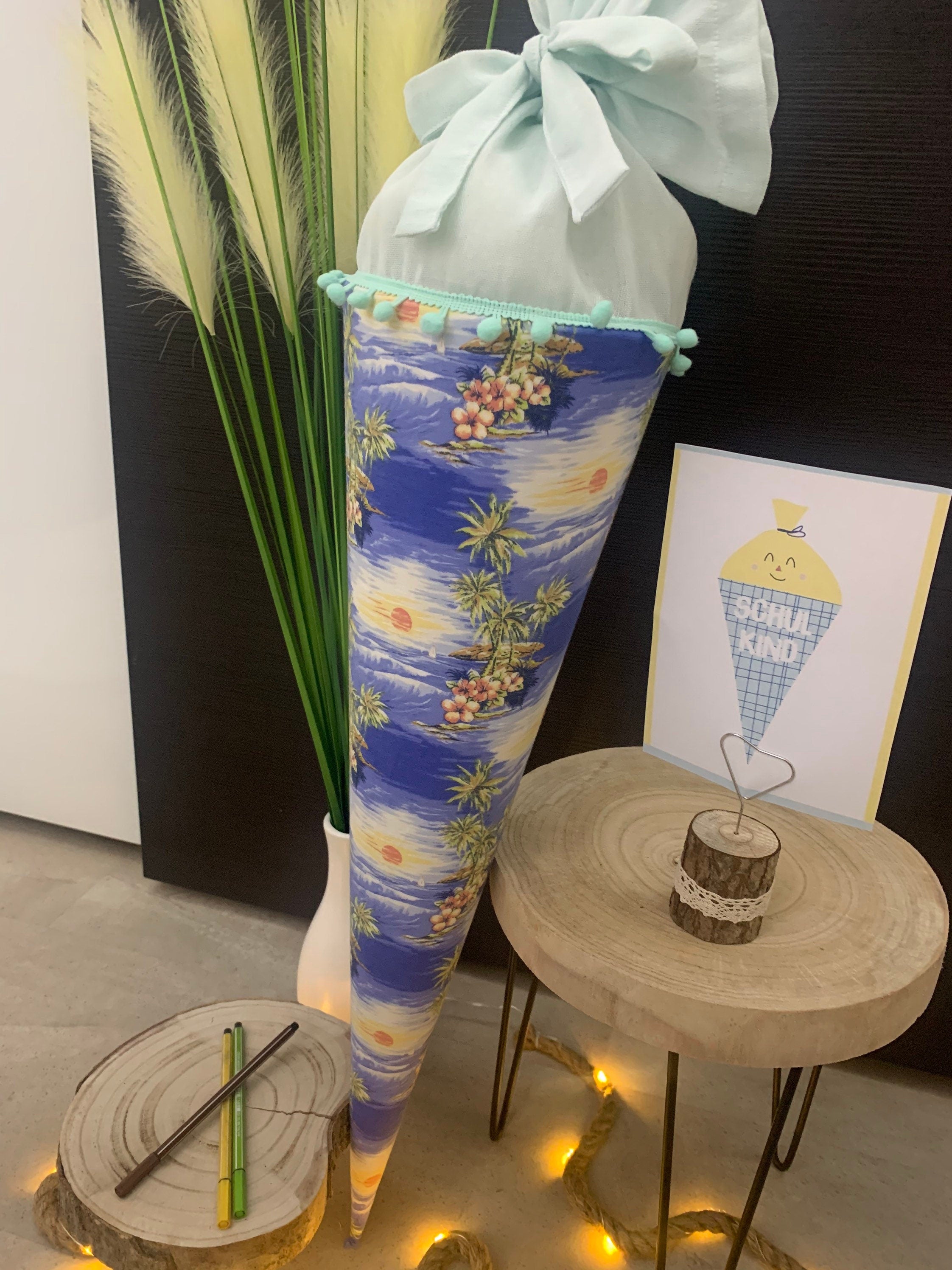 Schultüte Zuckertüte Einschulung Groß 70cm Handmade / Palmentraum