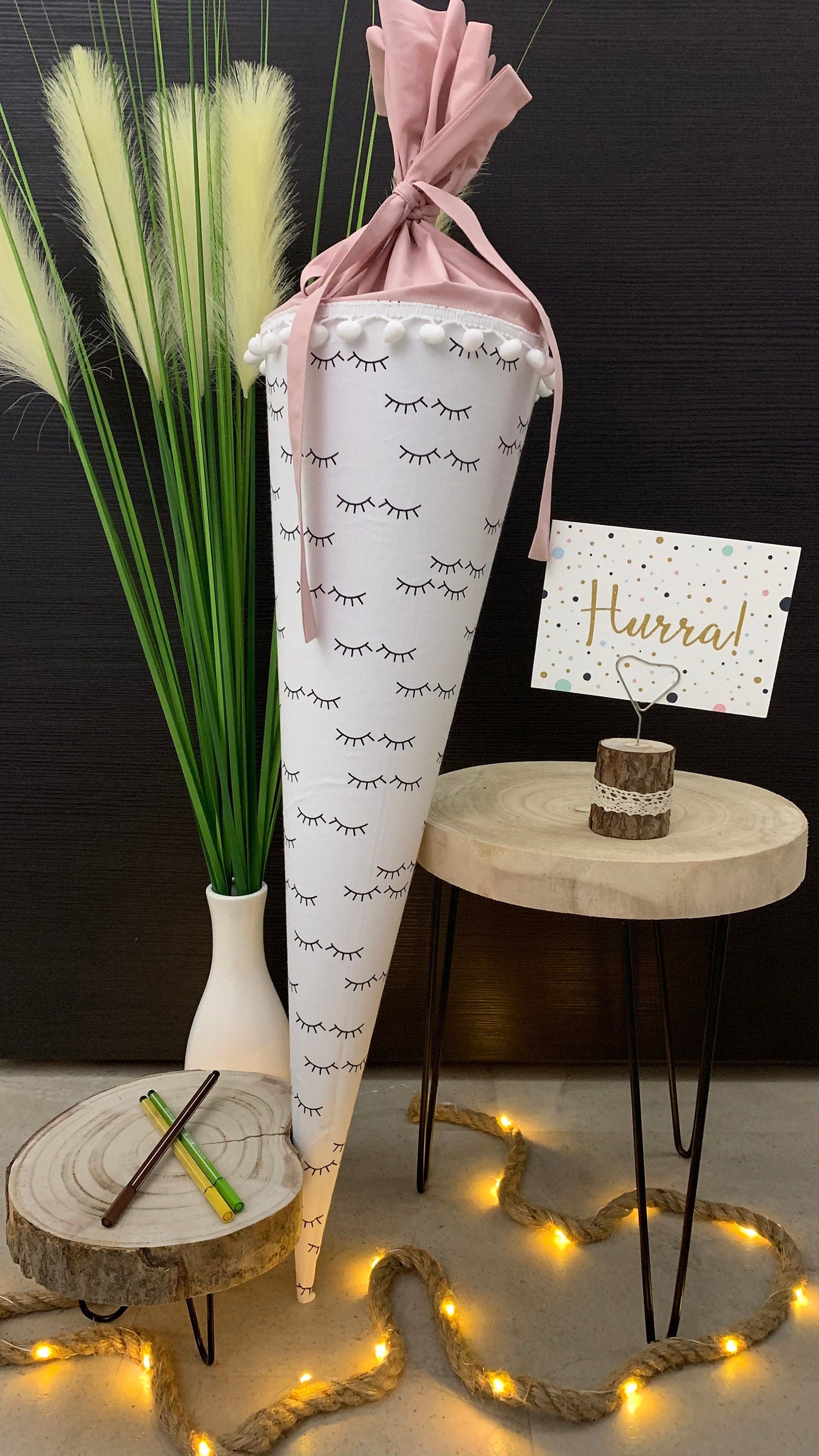 Schultüte Zuckertüte Einschulung Groß 70cm Handmade / Wimpern