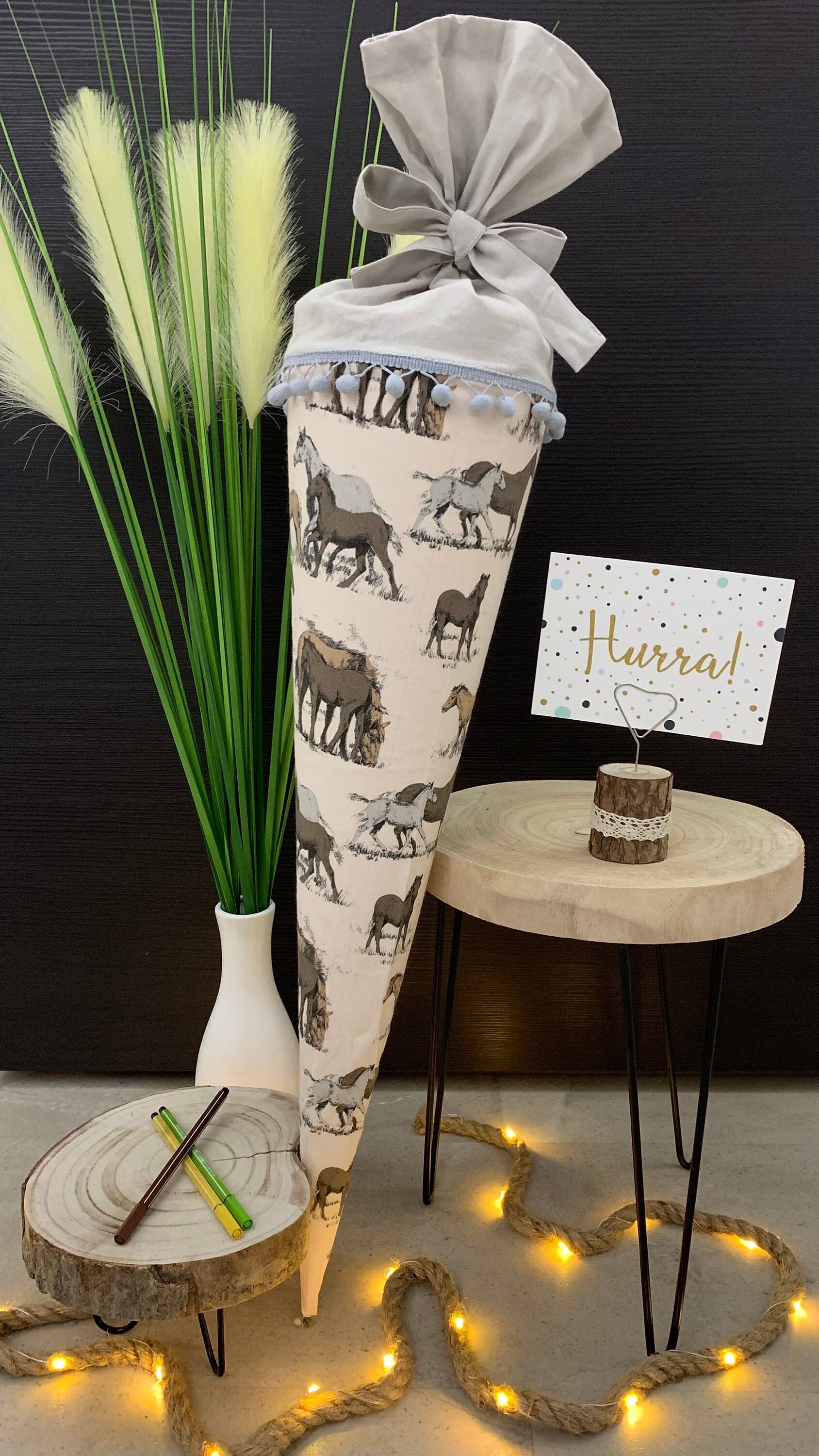 Schultüte, Zuckertüte Einschulung 70cm Handmade - Pferde