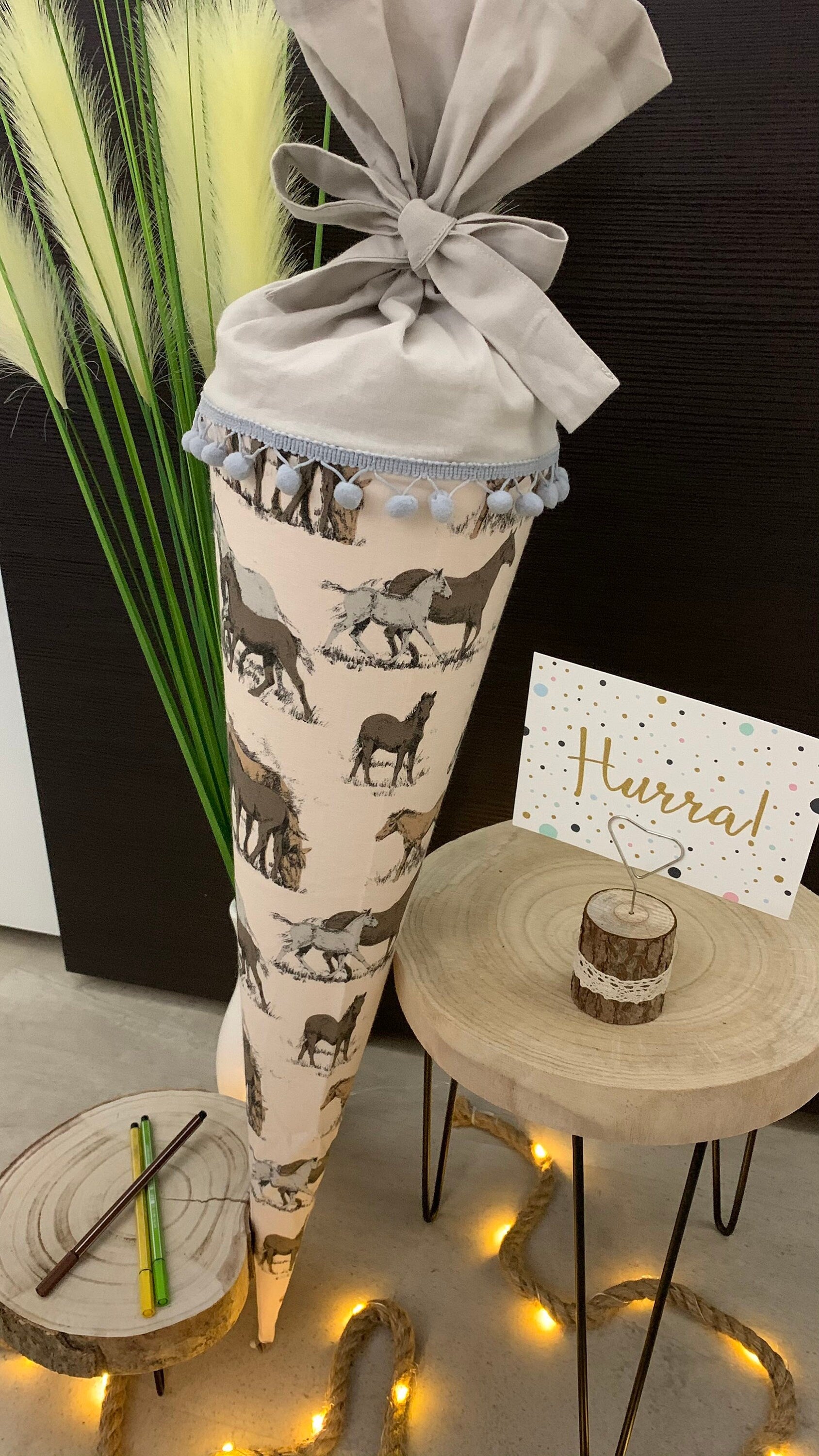 Schultüte, Zuckertüte Einschulung 70cm Handmade - Pferde
