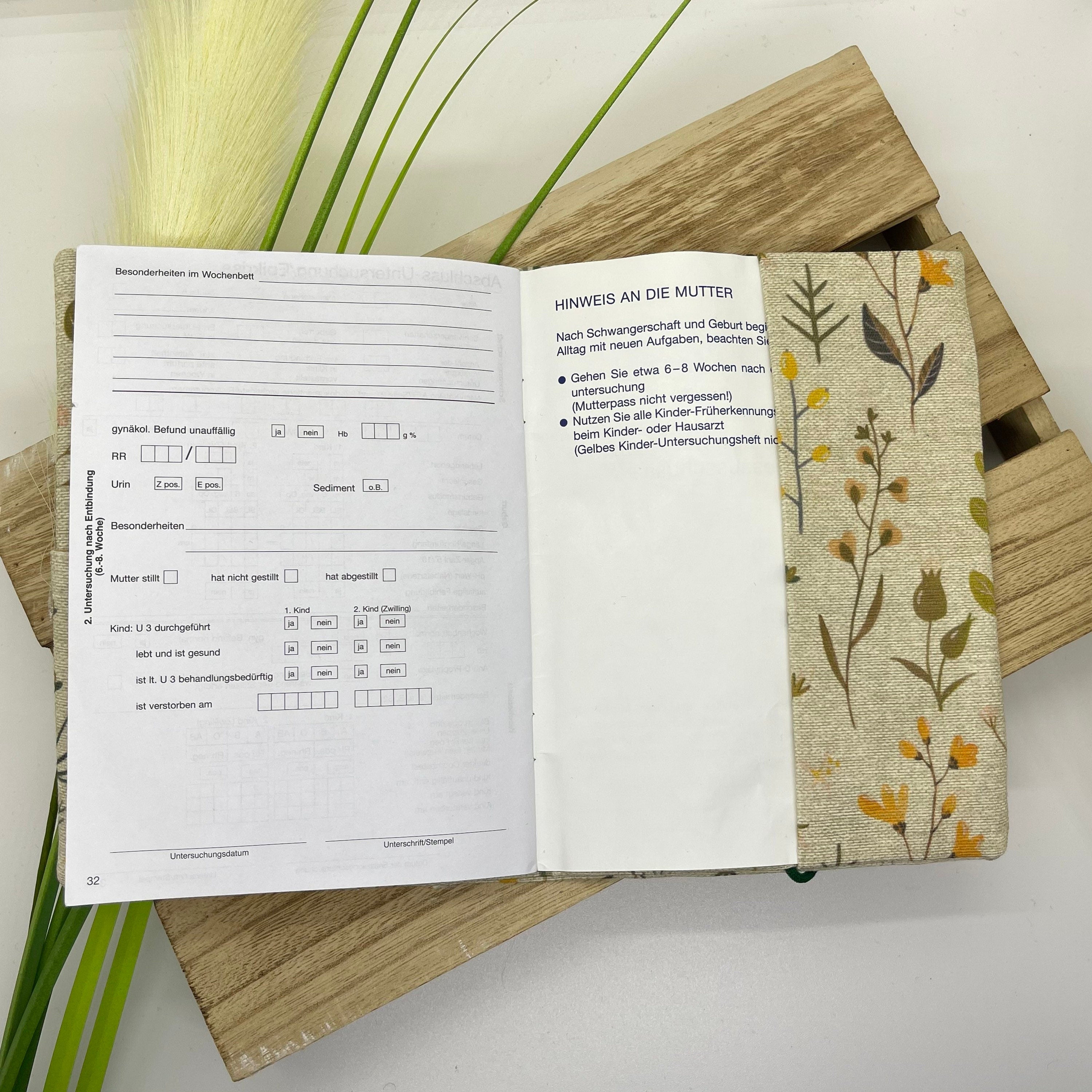 Mutterpasshülle, Schutzhülle Mutterpass, Mutterpass Hülle - Blumen Natur