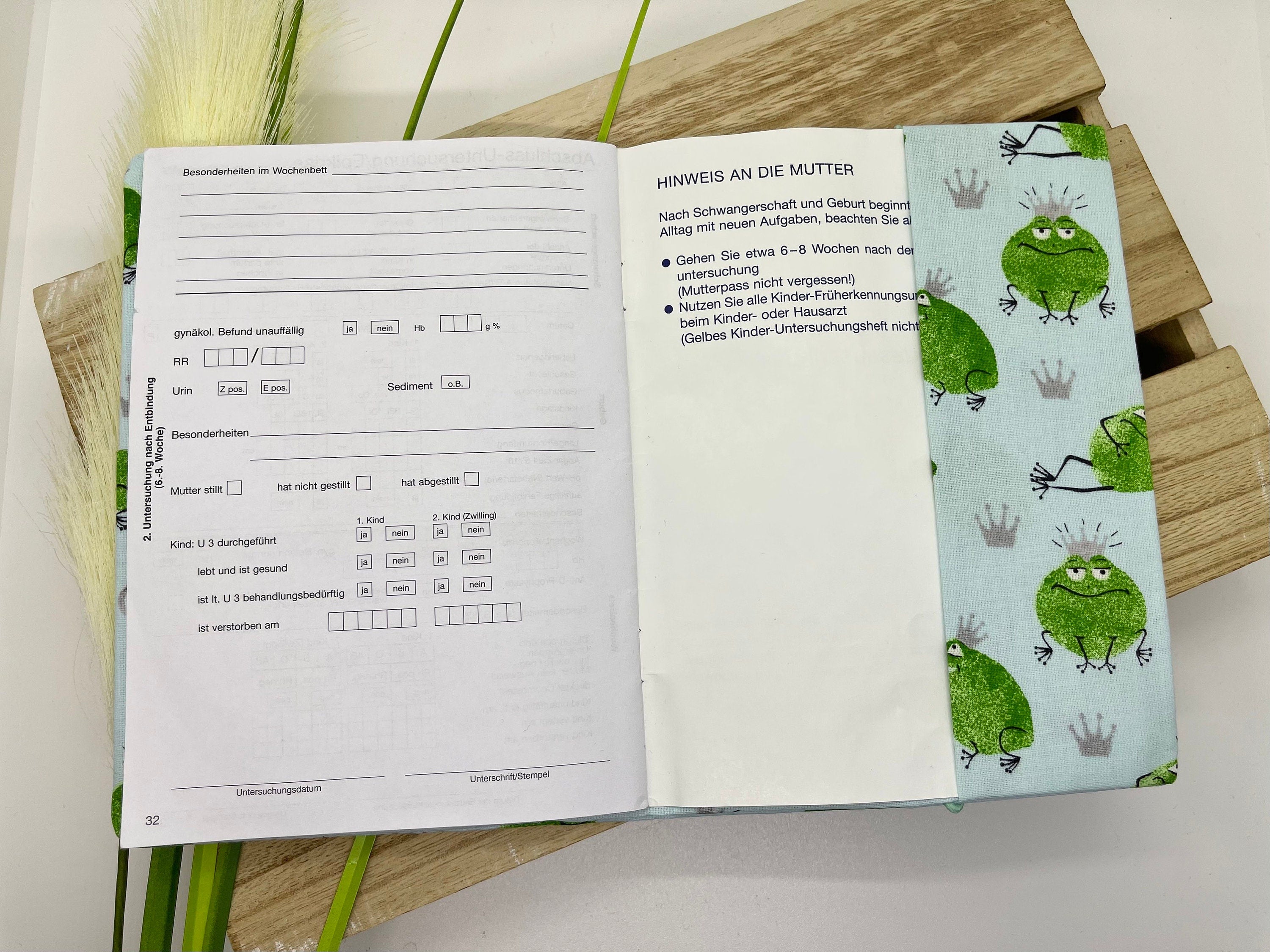 Mutterpasshülle, Schutzhülle Mutterpass, Mutterpass Hülle - Froschkönig