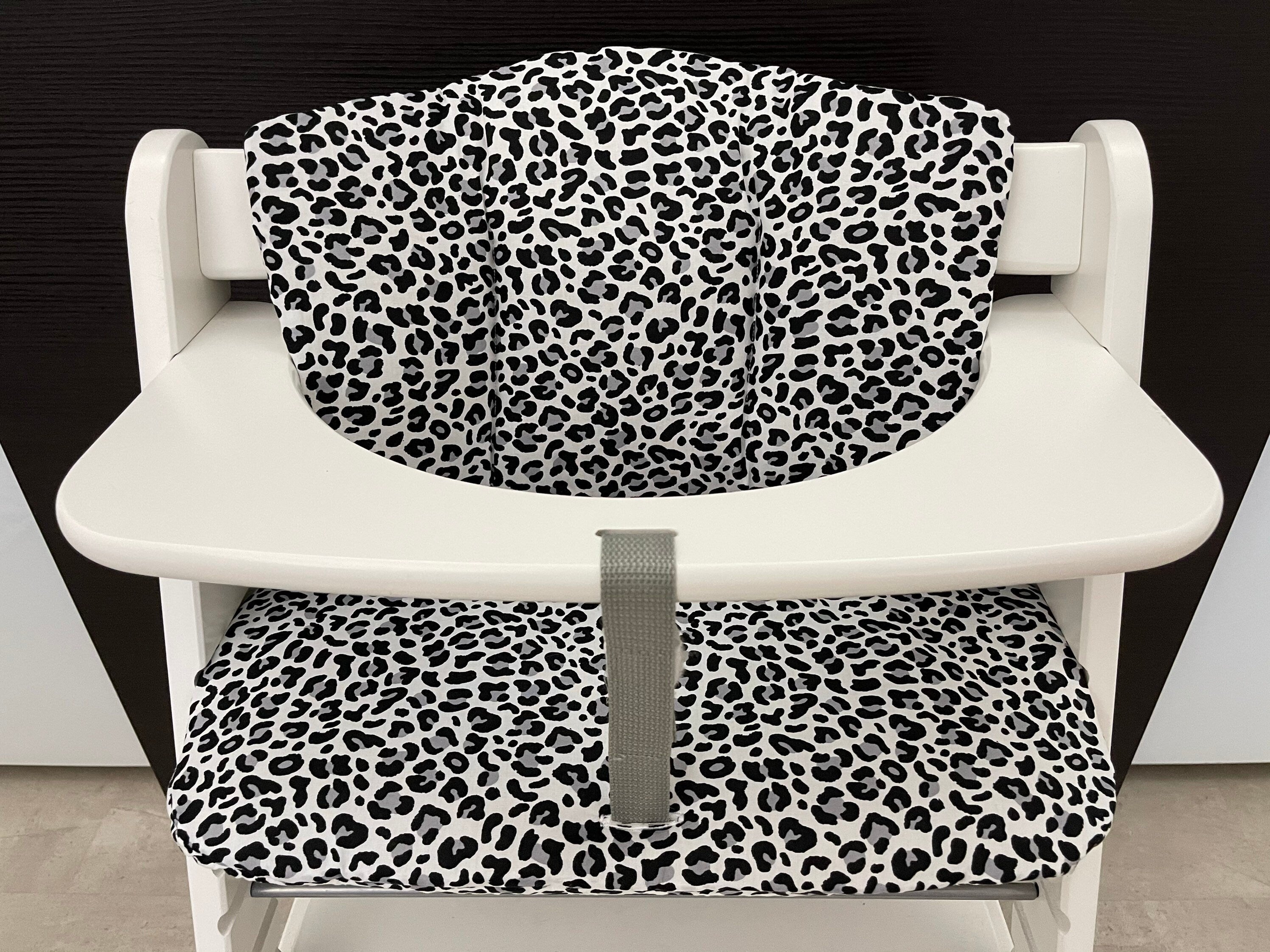 Sitzkissen Kissenset für Hauck Alpha, Tray Hochstuhl - Leo Print Schwarz/Weiß