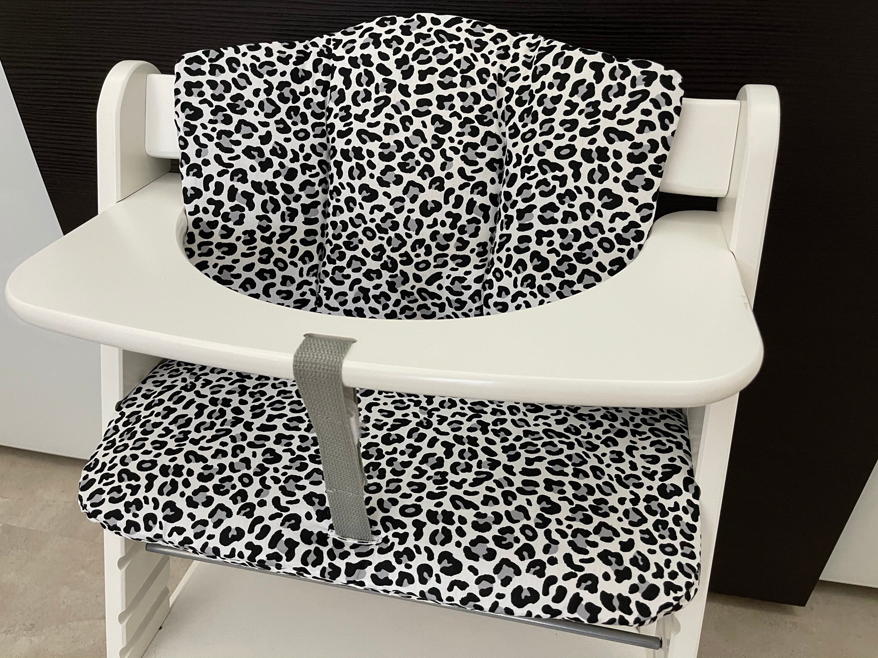 Sitzkissen Kissenset für Hauck Alpha, Tray Hochstuhl - Leo Print Schwarz/Weiß