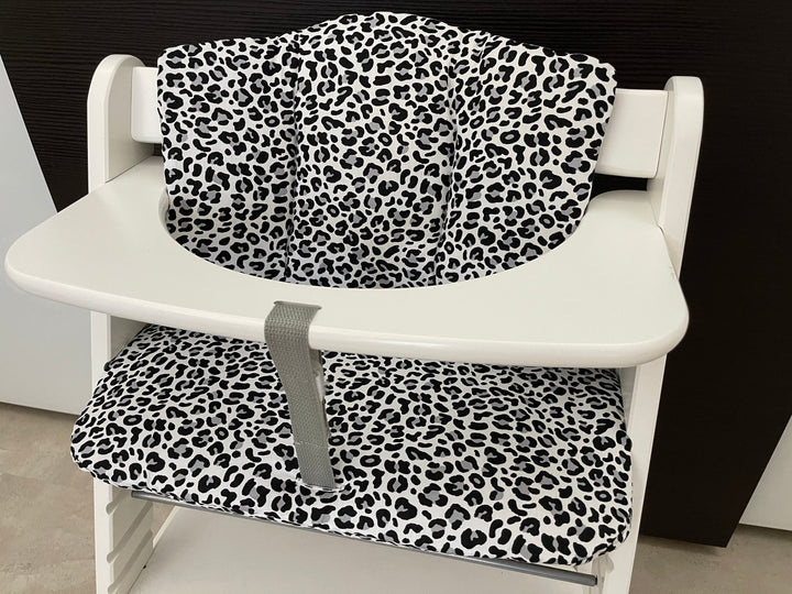 Sitzkissen Kissenset für Hauck Alpha, Tray Hochstuhl - Leo Print Schwarz/Weiß