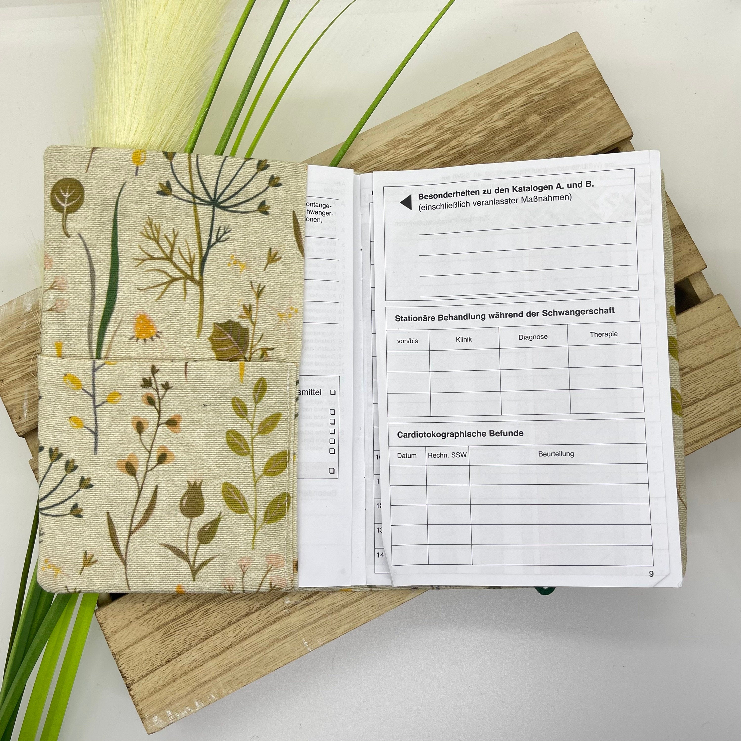 Mutterpasshülle, Schutzhülle Mutterpass, Mutterpass Hülle - Blumen Natur