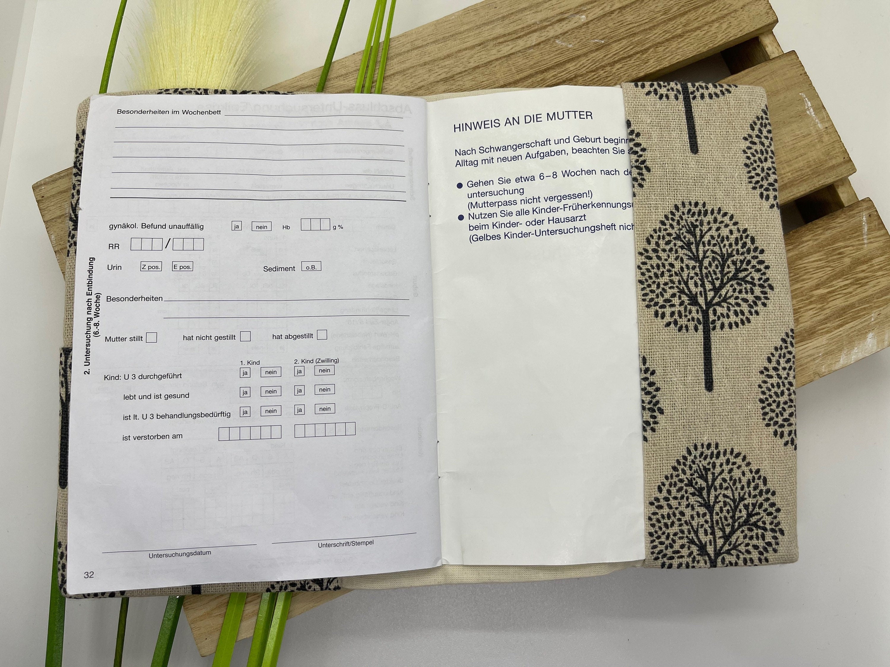 Mutterpasshülle, Schutzhülle Mutterpass, Mutterpass Hülle - Natur Baum