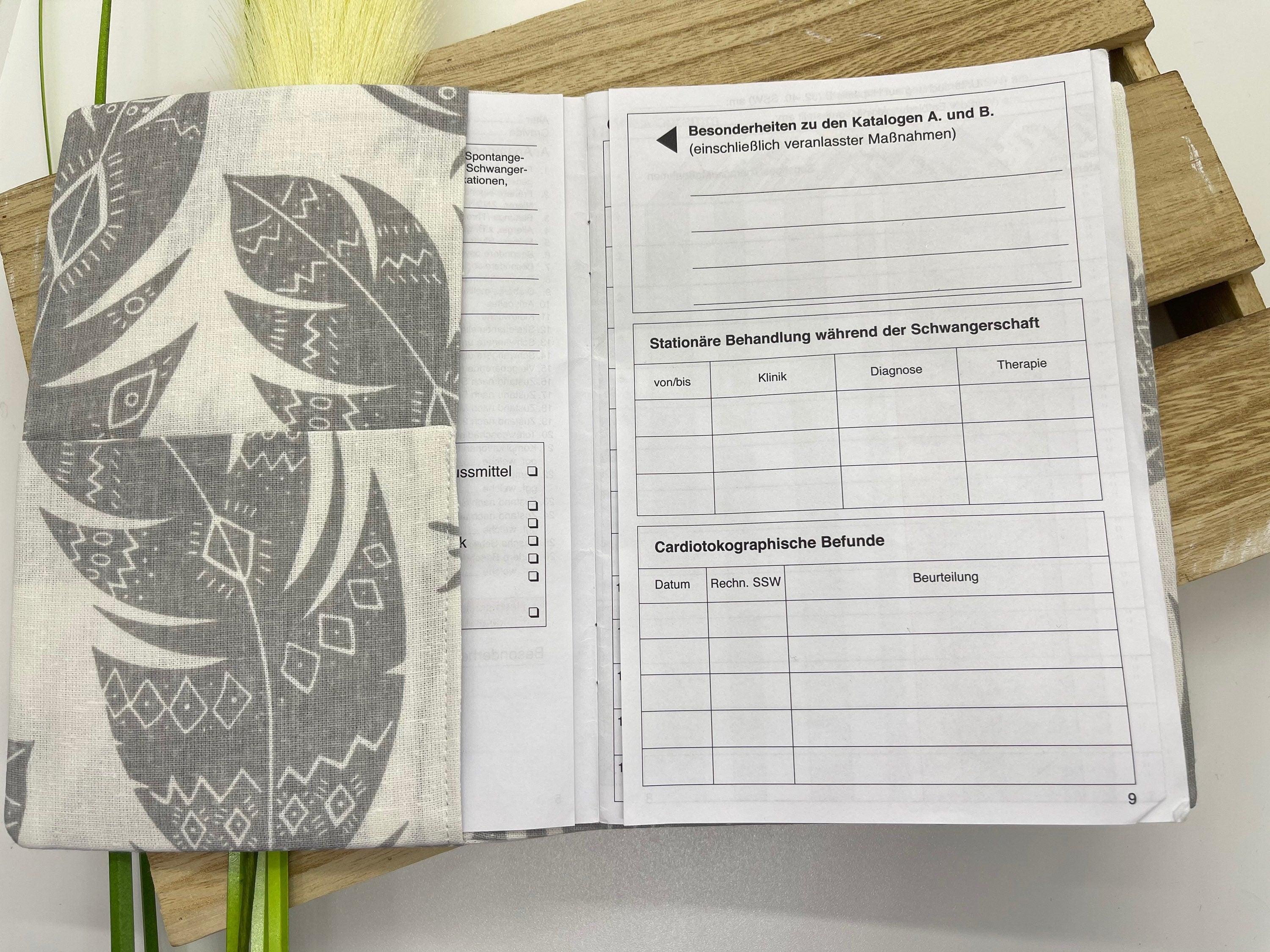 Mutterpasshülle, Schutzhülle Mutterpass, Mutterpass Hülle - Feder