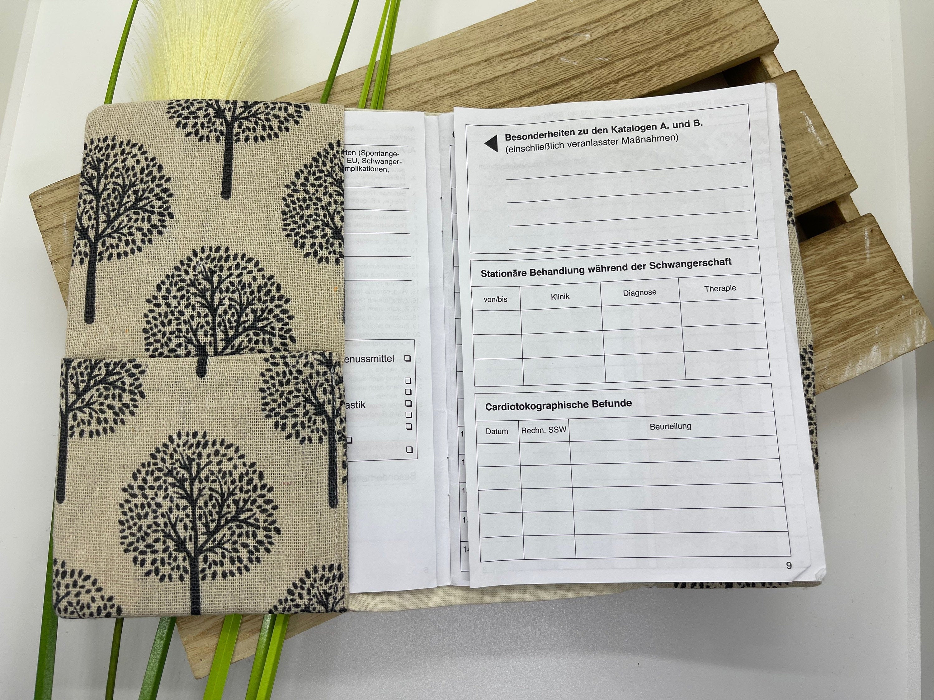 Mutterpasshülle, Schutzhülle Mutterpass, Mutterpass Hülle - Natur Baum