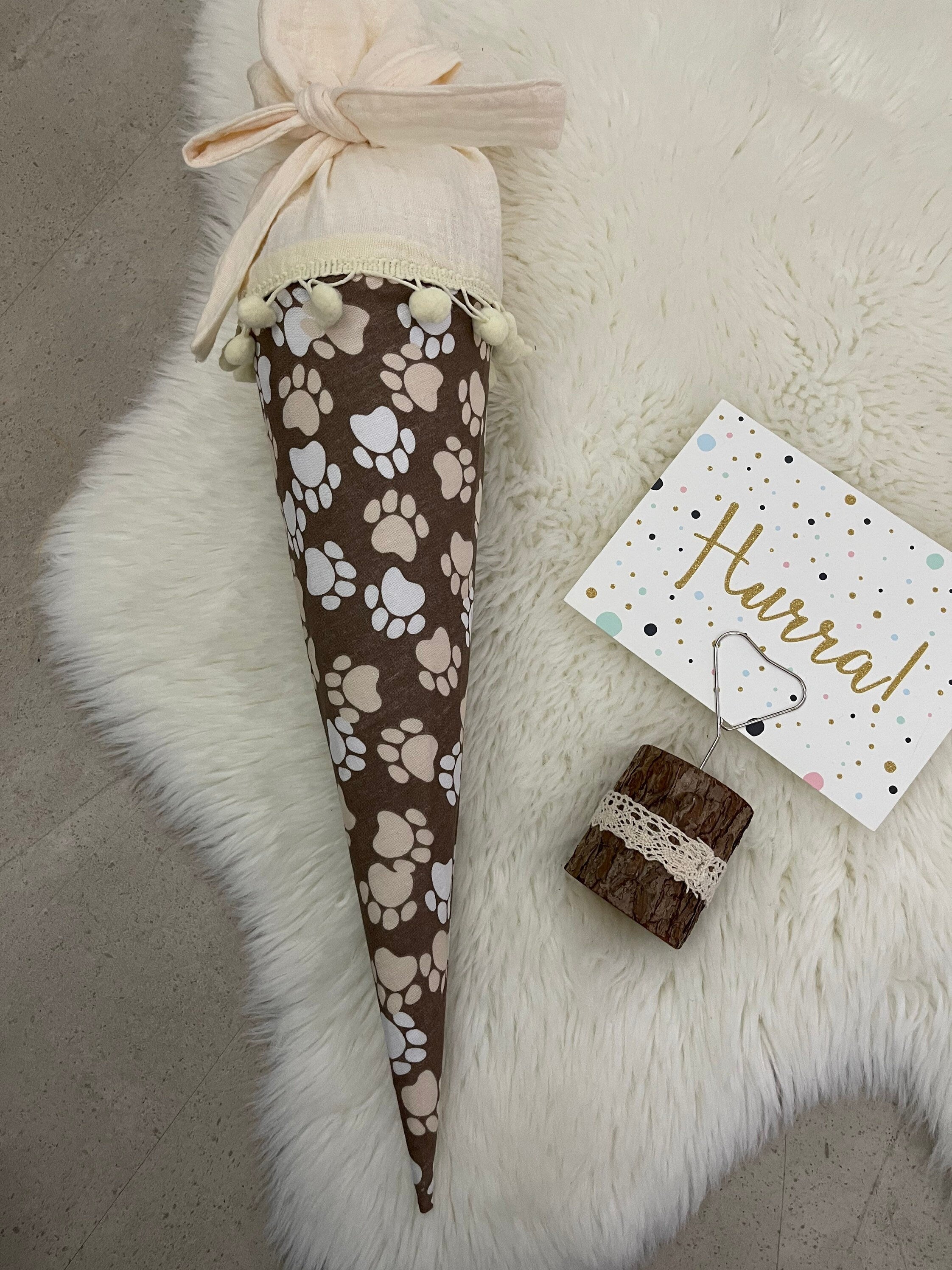 Geschwisterschultüte klein Zuckertüte Einschulung 35cm Handmade / Pfoten