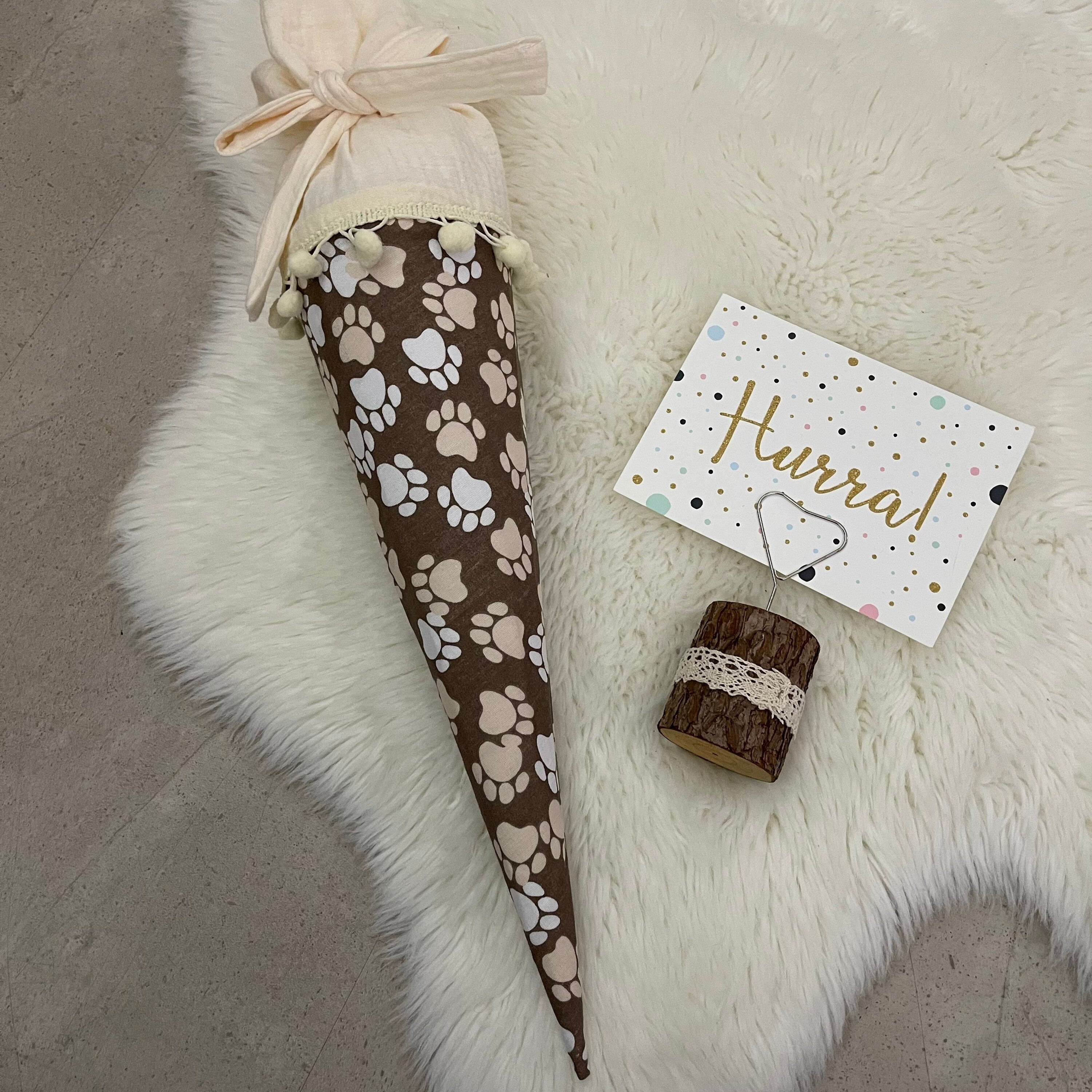 Geschwisterschultüte klein Zuckertüte Einschulung 35cm Handmade / Pfoten