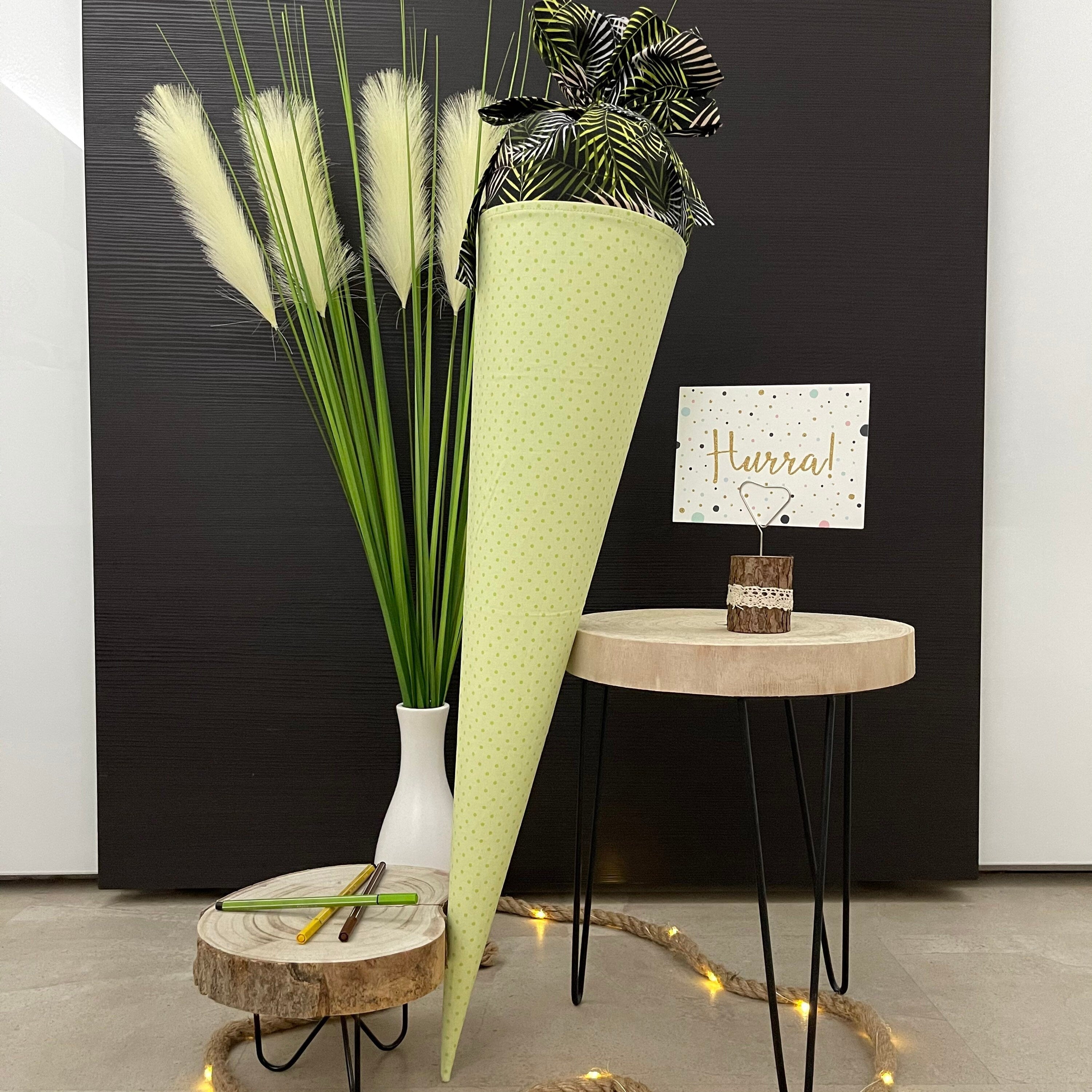 Schultüte Stoff Zuckertüte Einschulung 70cm Handmade - grün Punkte